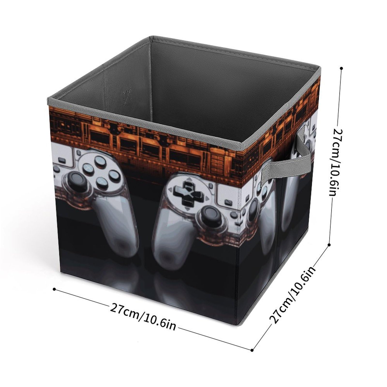 Collapsible Storage Bins with Handles - Printed Game Controller Design Organizing Baskets for Toys, Electronics & Home Organization - Perfect for Bedroom, Playroom & Closet Storage