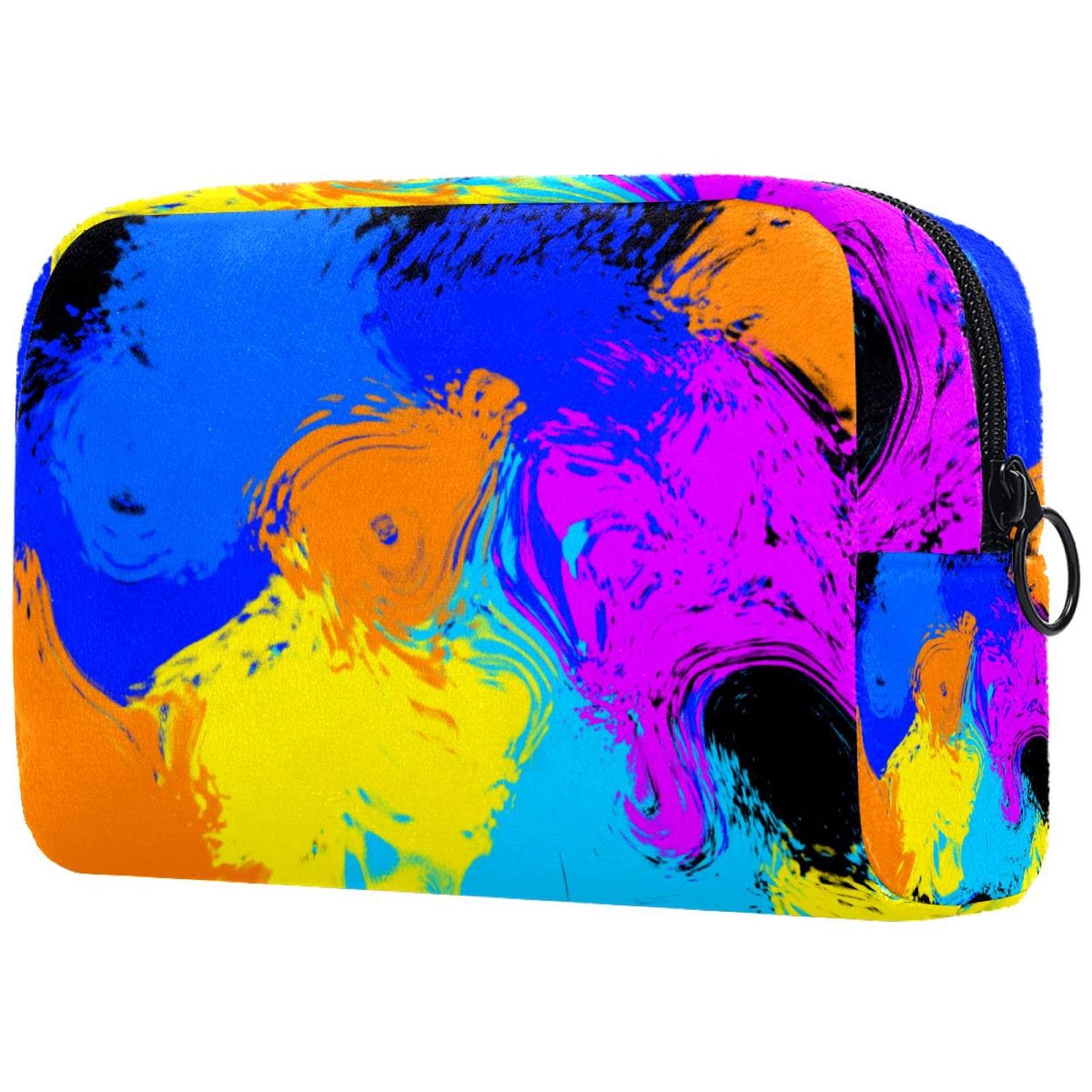 Abstract Pattern Travel Makeup Bag for Women - Waterproof Cosmetic Organizer & Toiletry Pouch - Perfect for Vacation, Gym, Business Trips & Daily Essentials Storage
