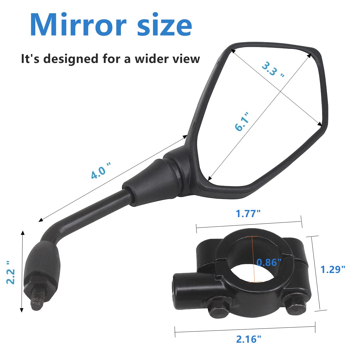 HKOO Universal Hawk-eye Motorcycle Convex Rear View Mirrors - 10mm Bolt Handlebar Mount for Cruiser, Suzuki, Honda, Victory & More | Enhanced Safety & Wide View for Highway Riding & City Commuting