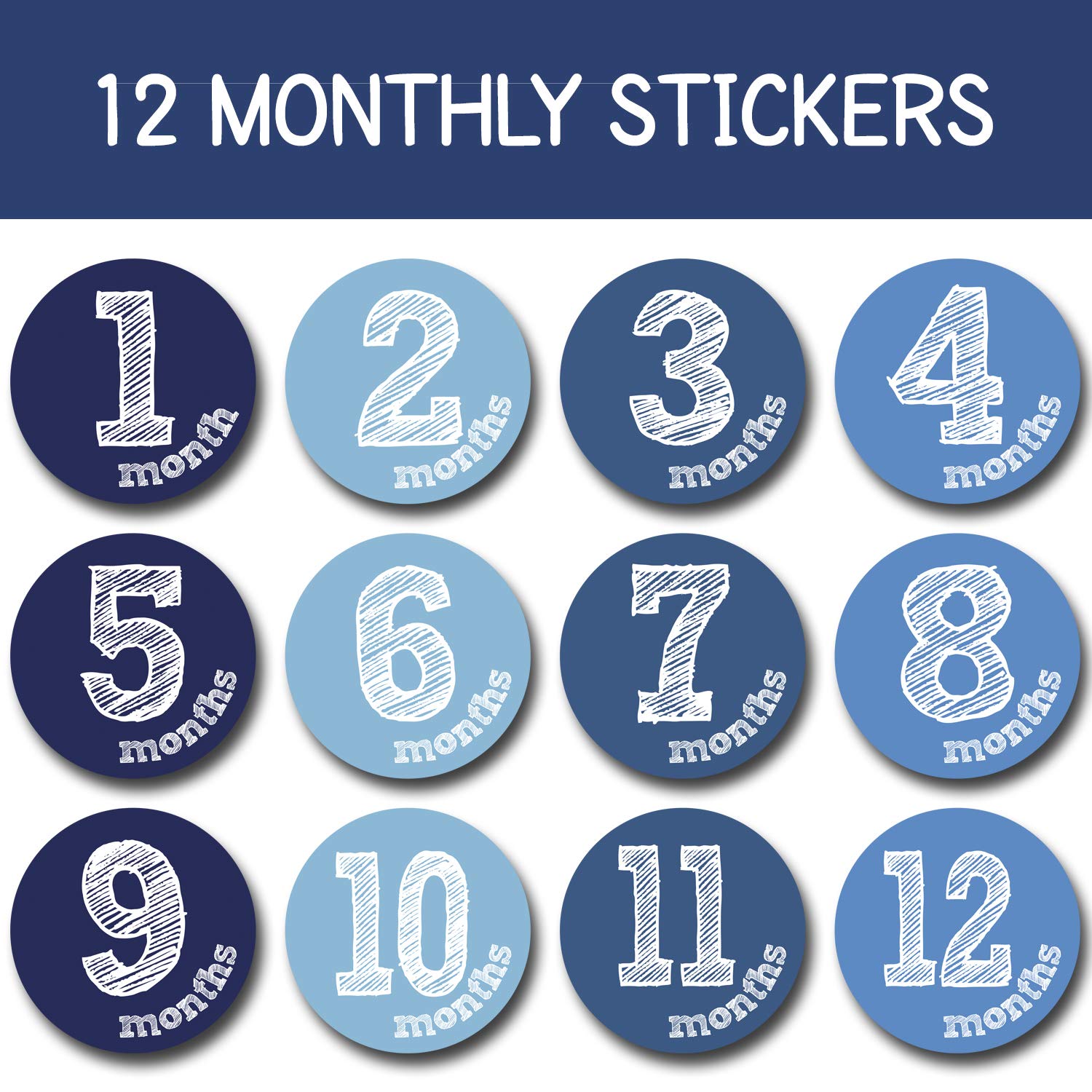 Baby Boy Monthly Milestone Stickers Set - Cute Newborn Growth Tracking Stickers for 1-12 Months - Perfect for Photo Props, Scrapbooking & First Year Memory Keepsakes