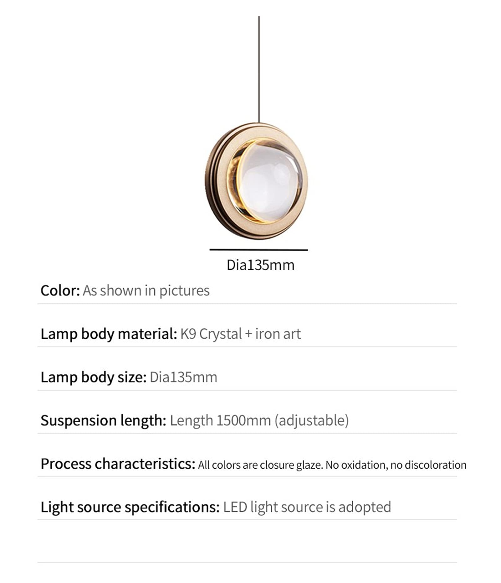 Crystal Ball LED Chandelier - Modern Round Pendant Light Fixture for Staircase, Bar & Home Decor | Cold White Lighting | Indoor Ceiling Lamp for Dining Room, Living Room & Bedroom