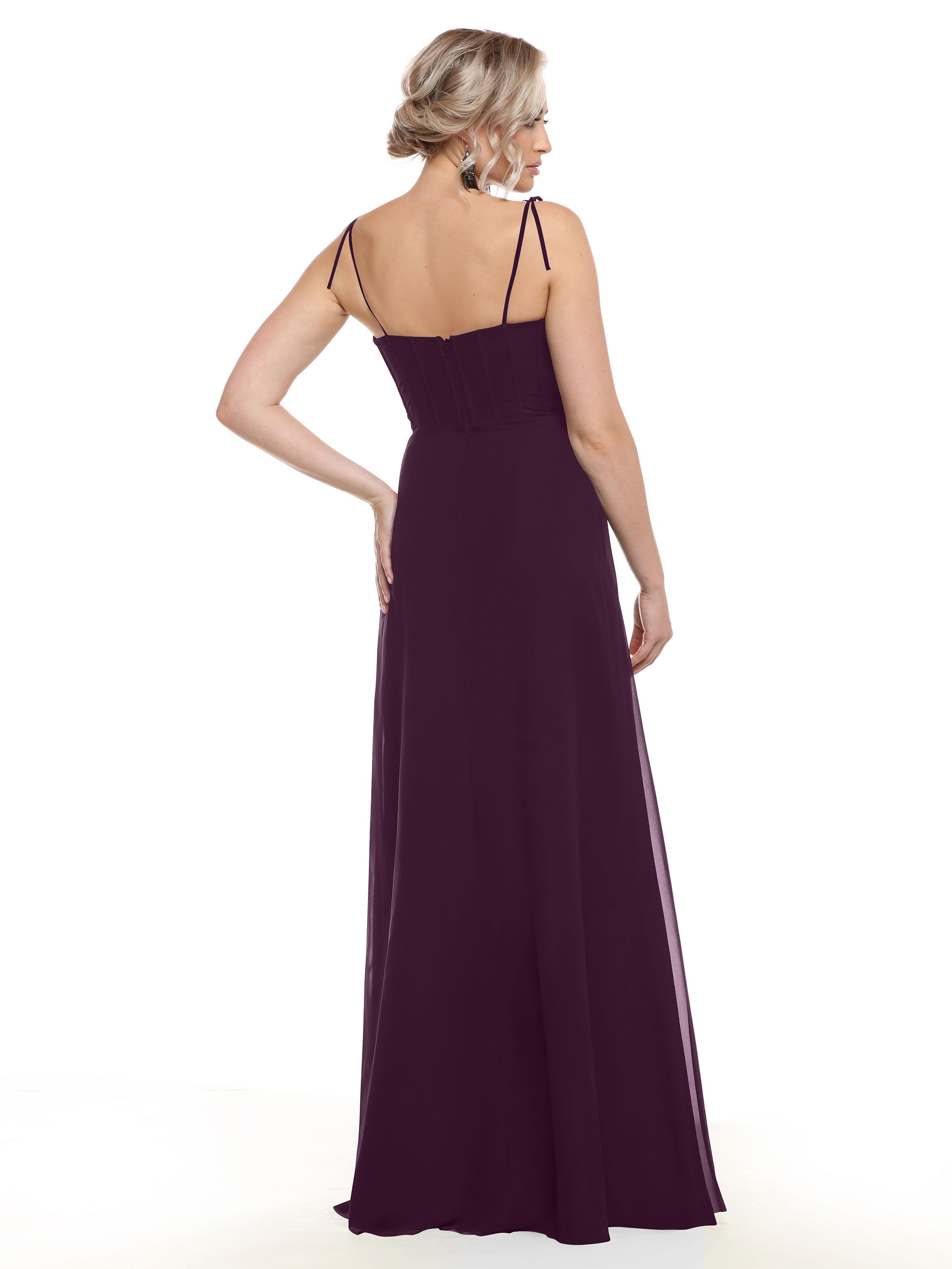 Elegant 80144 Chiffon A-Line Bridesmaid Dress with V-Neck & Spaghetti Straps - Perfect for Weddings, Formal Events & Special Occasions
