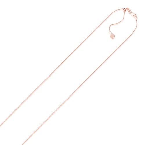14K Rose Gold Adjustable Cable Chain Necklace 0.9mm Thin, 22 Inch Length - Perfect for Layering, Gift Giving & Everyday Elegance