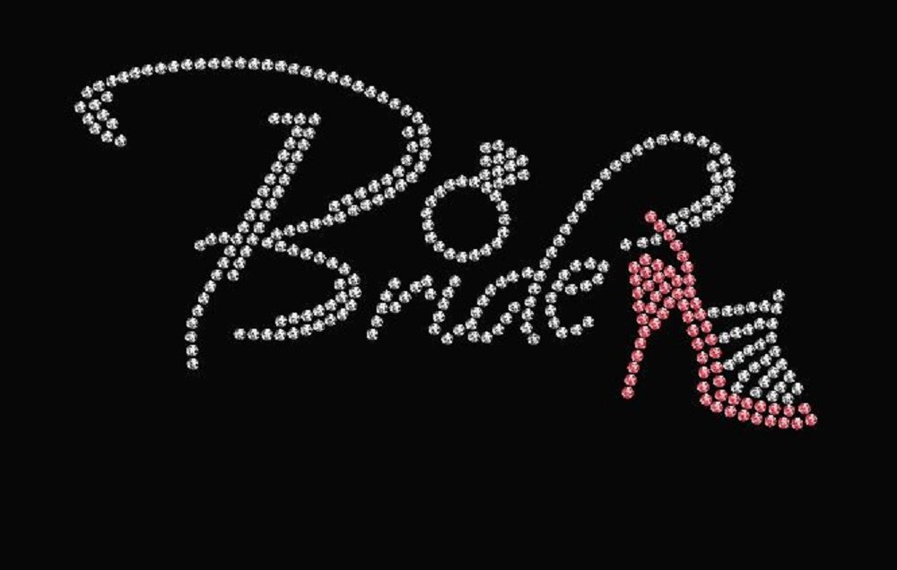 Bride Wedding Ring & Pink Rhinestone High Heel Shoe Iron-On Transfer - Perfect for DIY Bridal Party Decor, Bachelorette Gifts & Custom Apparel