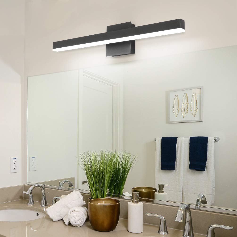 Aipsun 23.6 Inch Modern Black LED Bathroom Vanity Light Fixture - Wall Mounted Mirror Lighting with White Light - Perfect for Bathroom, Dressing Room & Makeup Area