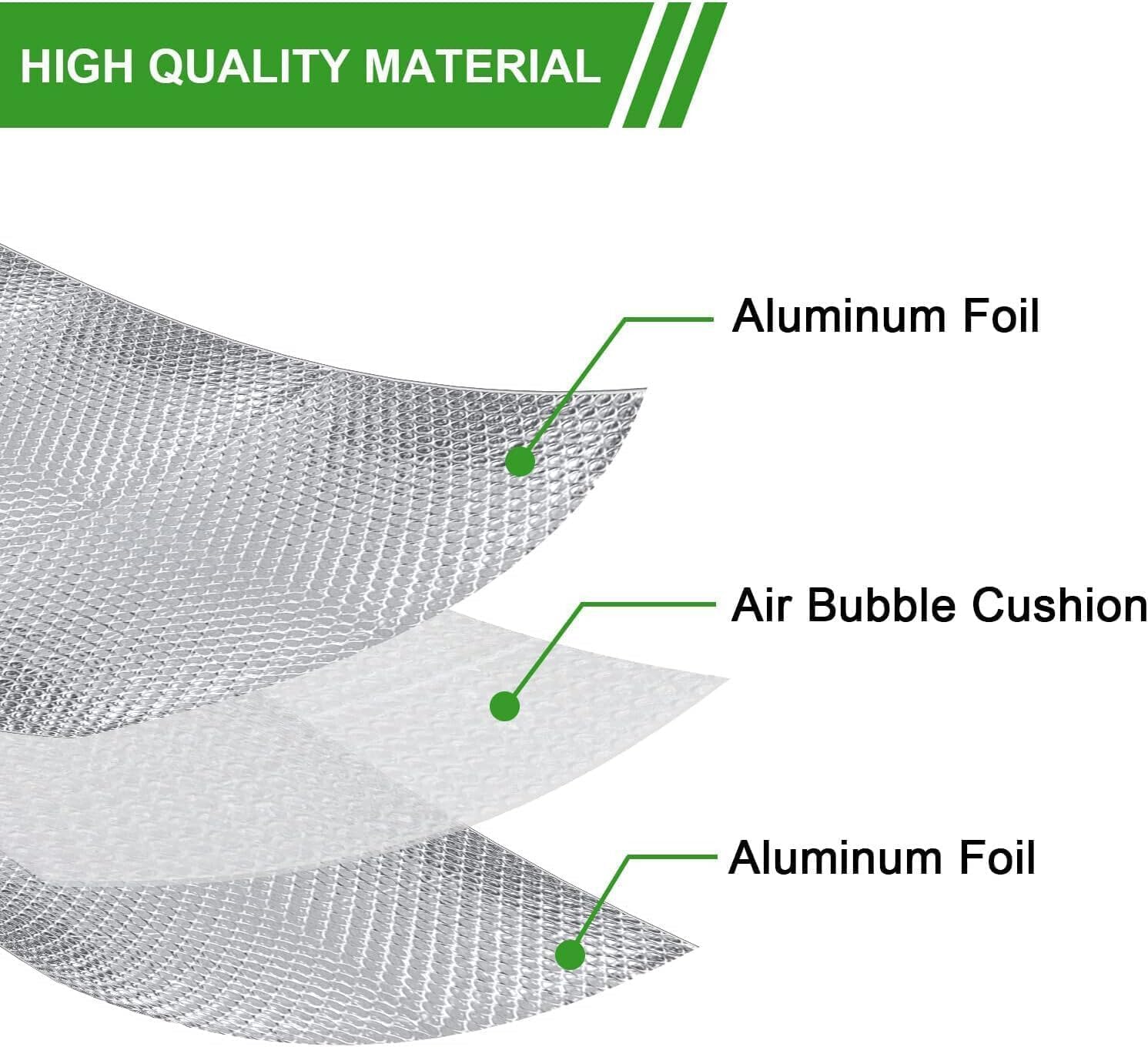 Premium Double Reflective Bubble Foil Insulation - R7-21 Fireproof Thermal Barrier for Windows, Garage Doors, RV & Roof (36