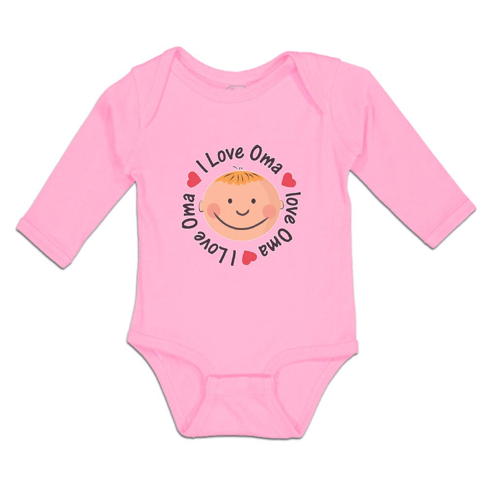 Baby Clothes Long Sleeve Bodysuit - I Love Oma Grandma Cotton Onesie for Newborn Boys & Girls | Soft Pink Design | Perfect for Family Photos & Gifts