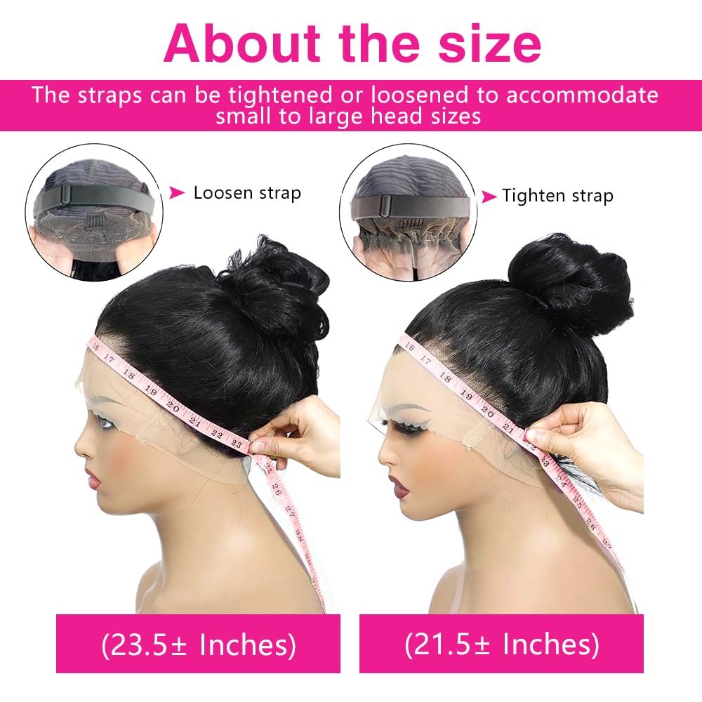 360 HD Full Lace Front Wig with Hidden Strap & Drawstring | 200% Density Body Wave Human Hair Wig for Women | Pre-Plucked with Baby Hair | 22 Inch | Perfect for Daily Wear, Cosplay & Special Occasions