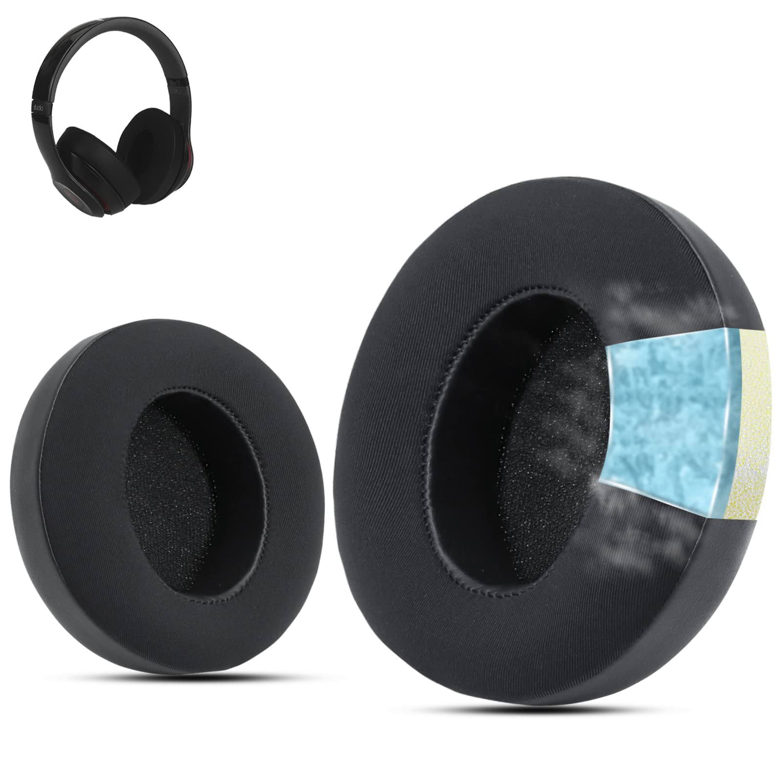 HyperX Cloud 2 Replacement Cooling-Gel Earpads - Compatible with HyperX Cloud Alpha/1/2/Wireless/Alpha S/Core/Stinger/Flight/Mix - Memory Foam & Breathable Fabric for Gaming, Music & Long Wear Comfort