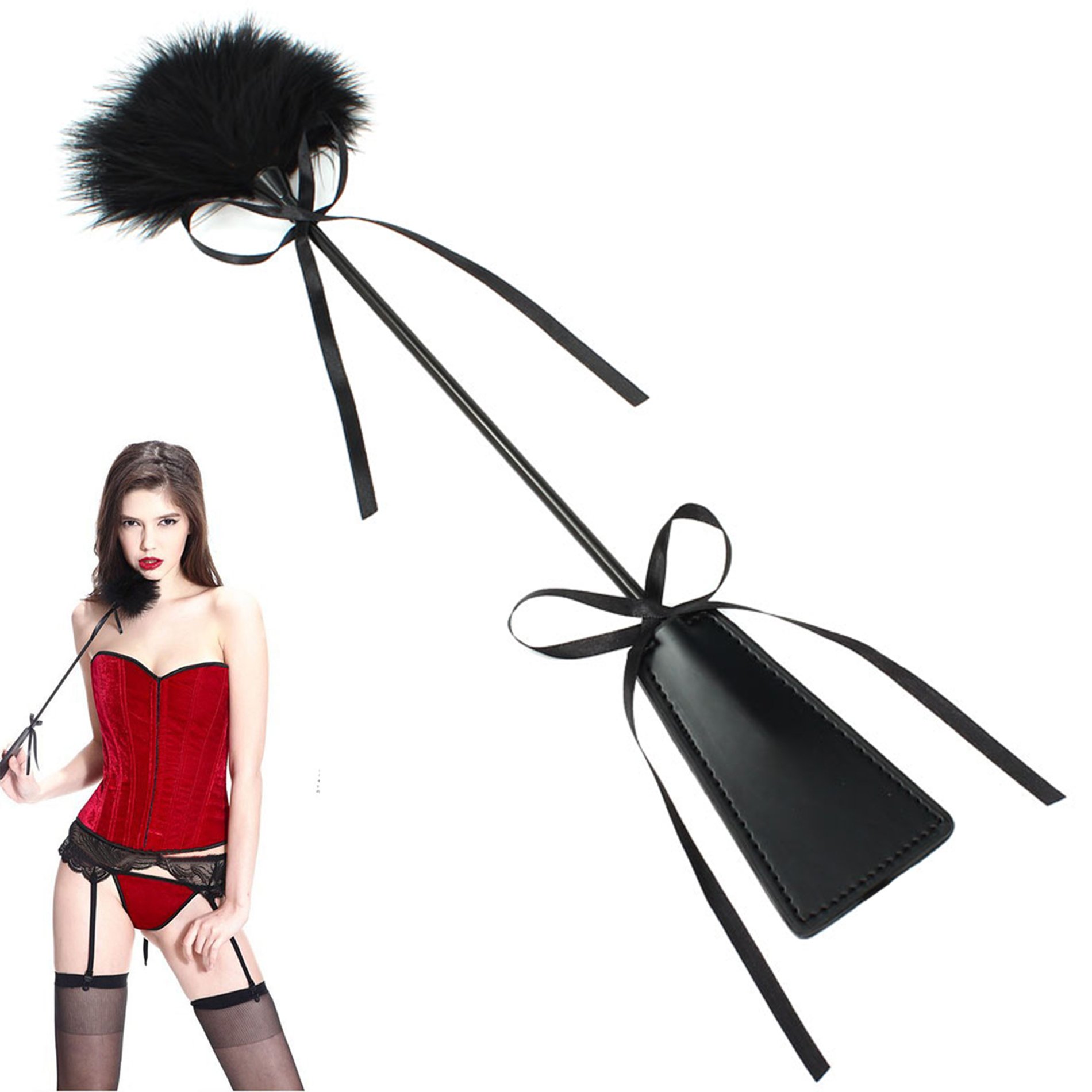 IDS Spanking Crop Whip & Feather Tickler - BDSM Bondage Toy for Sensual Play & Kinky Couples - Perfect for Role Play, Foreplay & Adult Intimacy