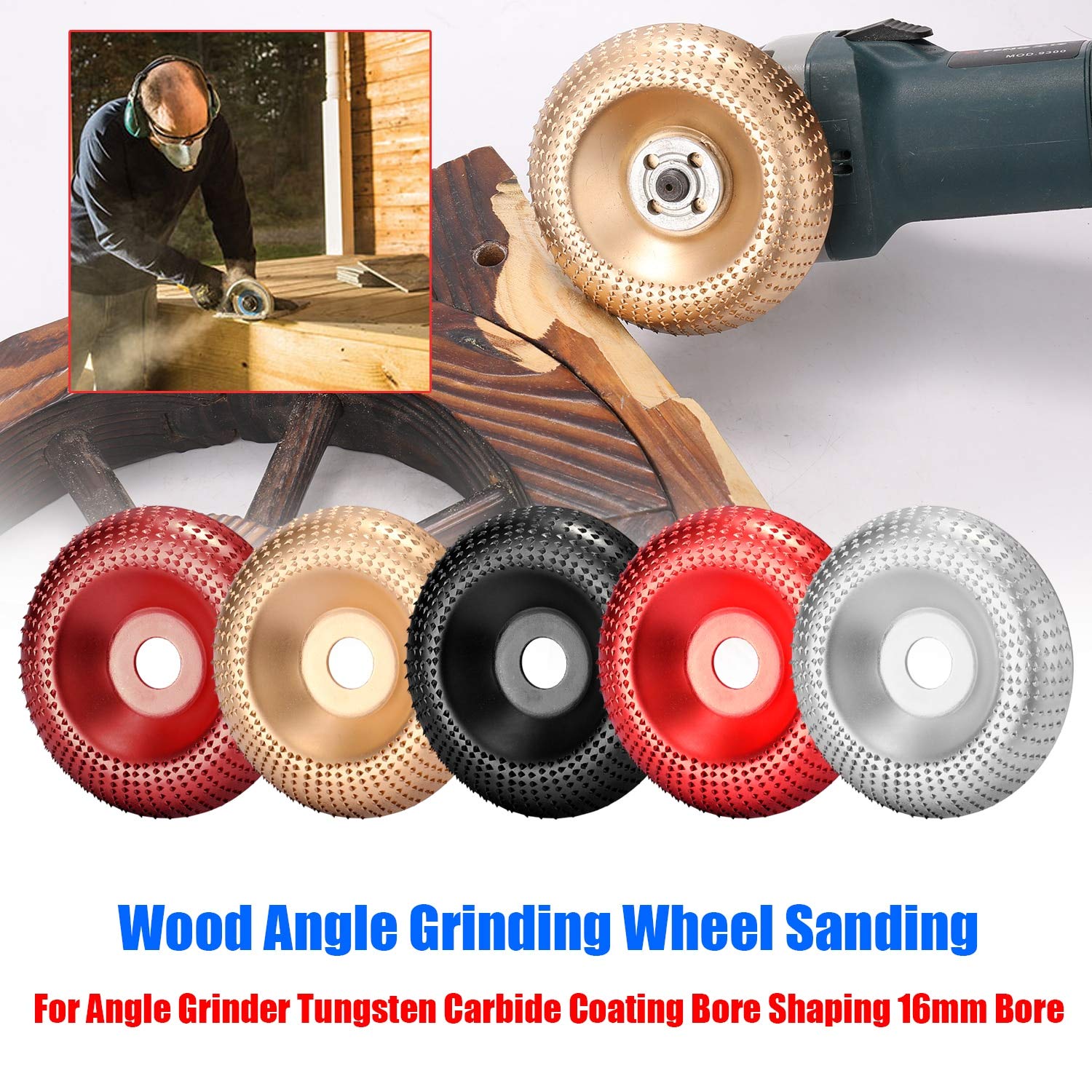 85/100mm Wood Angle Grinding Wheel - Tungsten Carbide Coated Abrasive Disc for Sanding, Carving & Shaping - Fits Rotary Tools & Angle Grinders - Perfect for Woodworking, DIY Projects & Metal Polishing (Black)