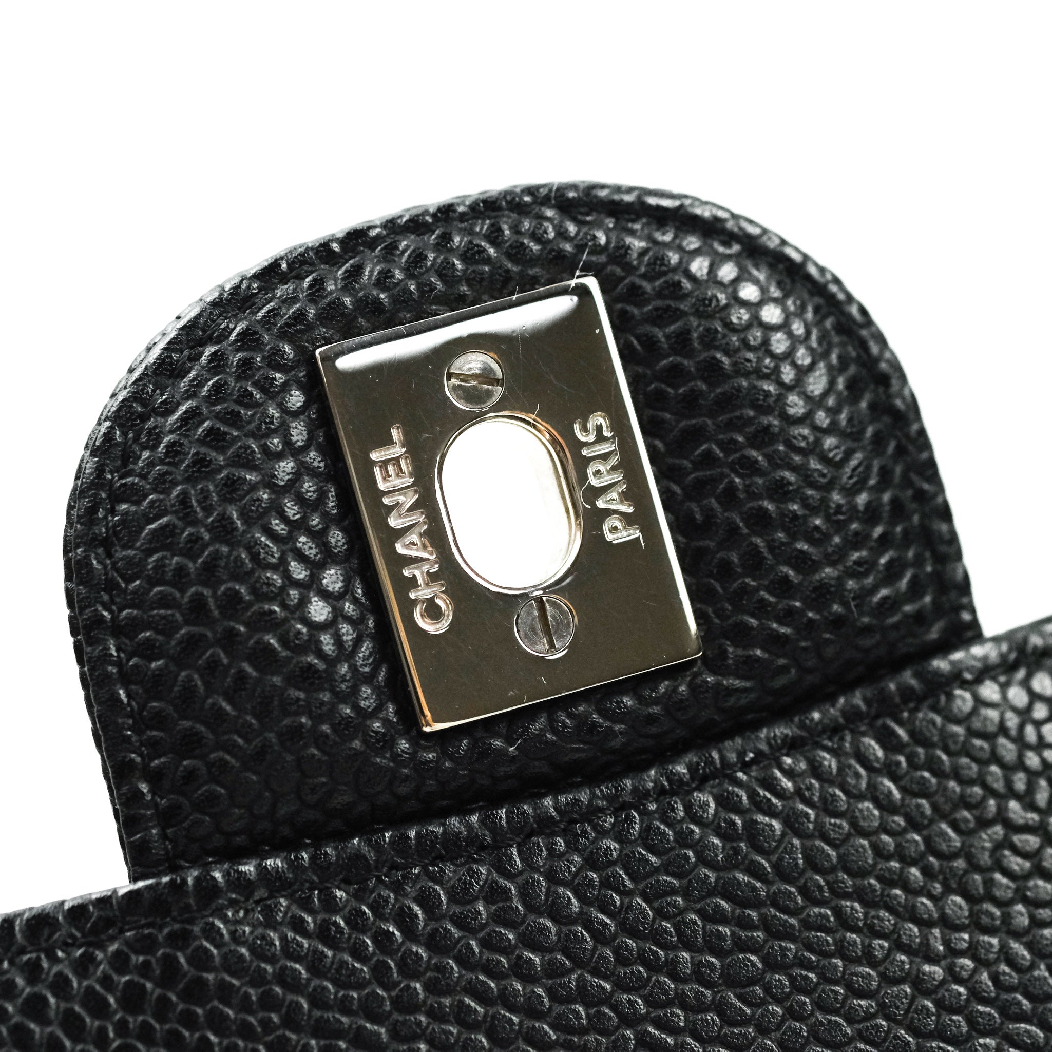 Chanel Classic Medium Double Flap Bag Black Caviar Leather with Silver Hardware - Luxury Designer Handbag for Women, Perfect for Work, Evening & Special Occasions