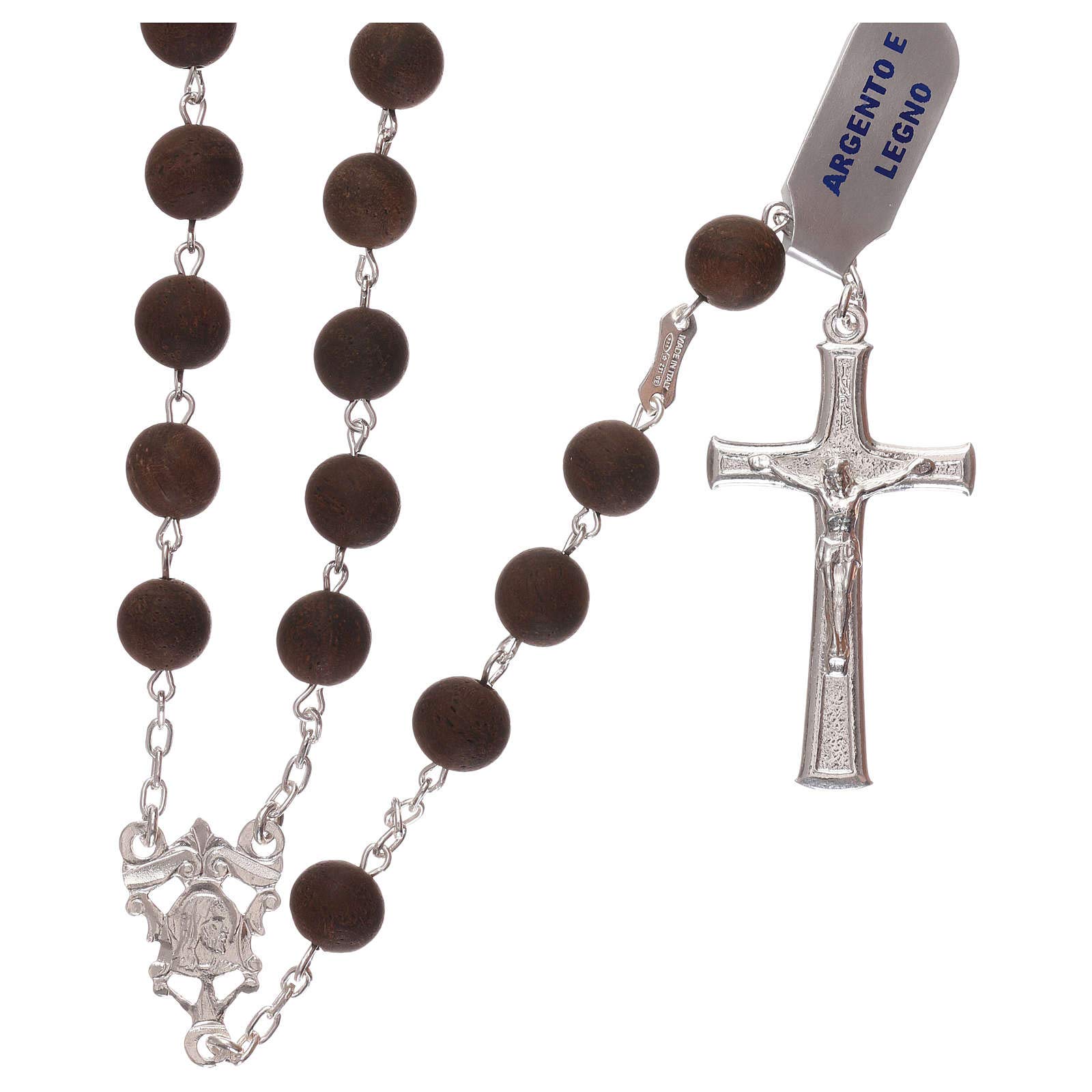 Handmade Wooden Beads Rosary with 925 Sterling Silver Cross - Catholic Prayer Beads for Devotion, Meditation & Spiritual Gifts