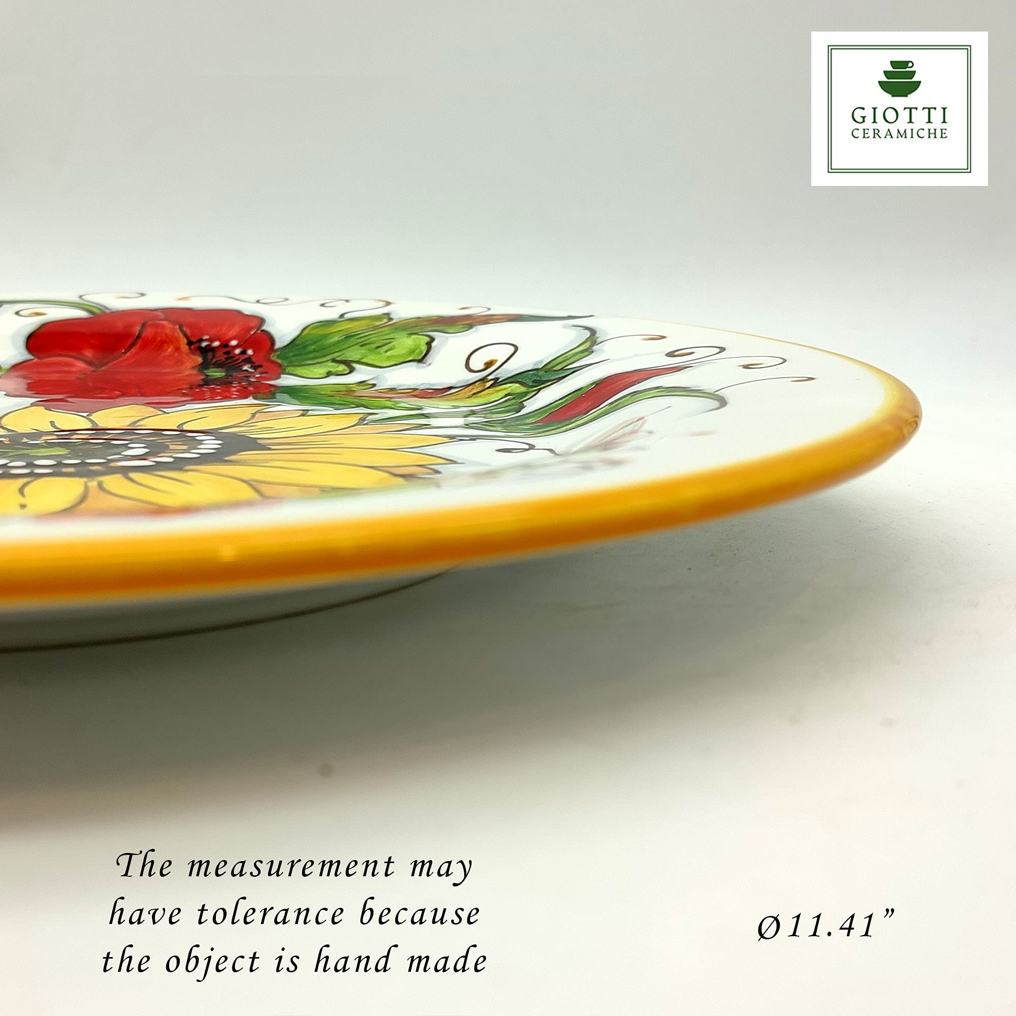 Italian Ceramic Dinnerware Set for 4 - Hand Painted Tuscan Kitchen Dishes with Sunflower & Poppy Design - Authentic Italian Pottery Plates, Bowls & Cups - Elegant Home Decor & Perfect for Dinner Parties, Weddings & Italian-Themed Events