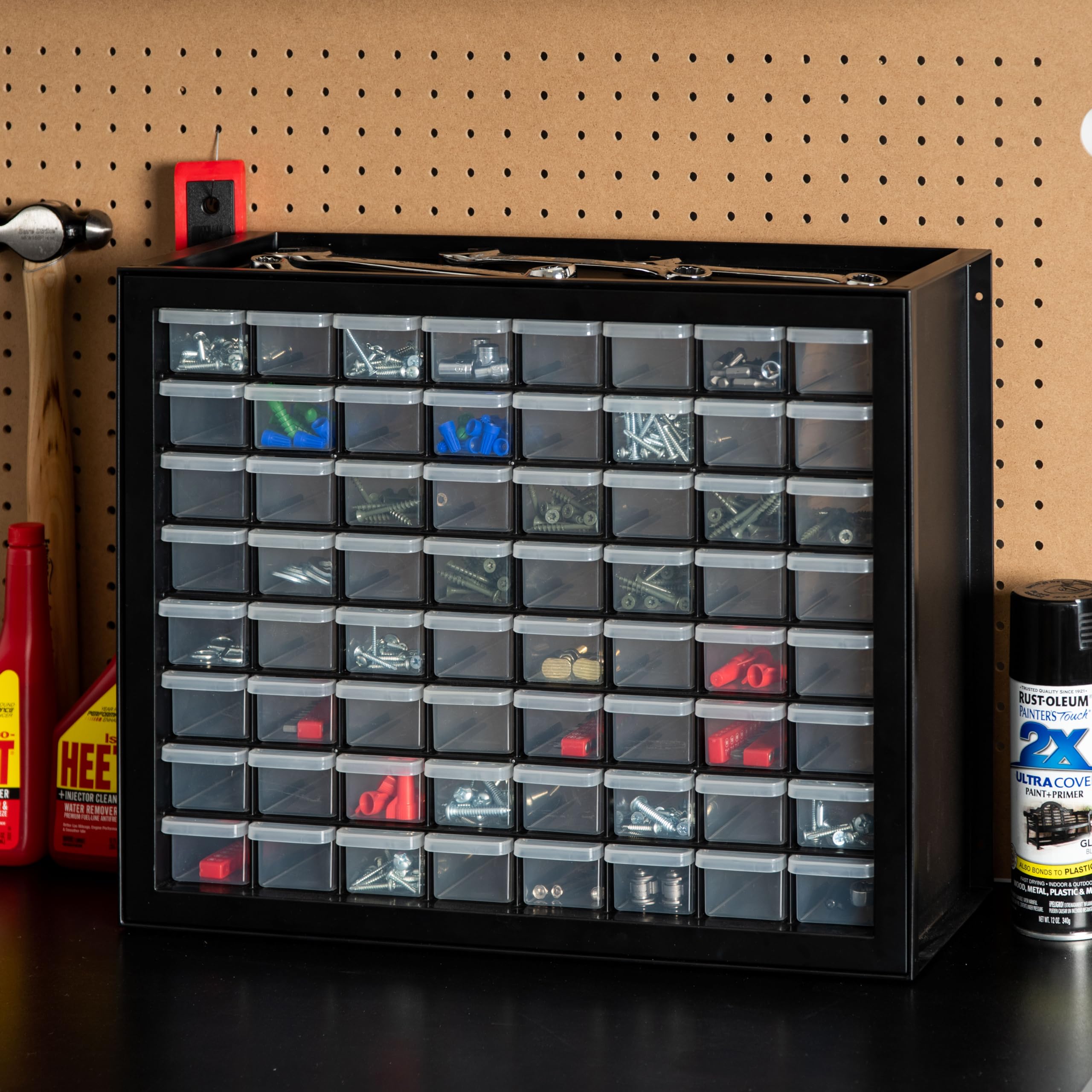 IRIS USA 64-Drawer Bead Organizer Storage Cabinet - Plastic Hardware Organizer for Screws, Nails, Bolts, Small Parts & Craft Supplies | Perfect for Jewelry Making, DIY Projects & Workshop Organization (Black)