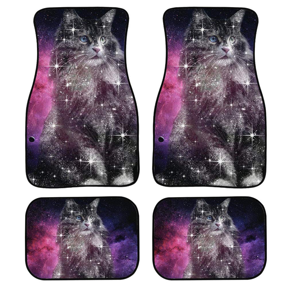 Galaxy Cat 4PCS Car Floor Mats Set - Heavy Duty Rubber All Weather Floor Liners for Auto SUV & Trucks - Waterproof & Durable Vehicle Protection for Daily Commute & Road Trips