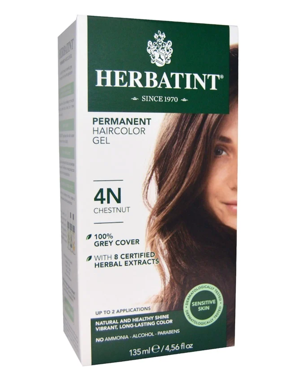4N Chestnut Hair Color Gel - Natural Looking Semi-Permanent Hair Dye for Women & Men - Perfect for Daily Use, Touch-Ups & Gray Coverage