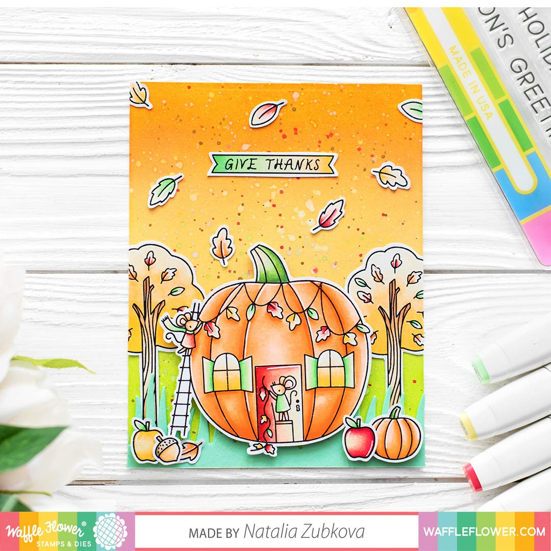 Waffle Flower Pumpkin House Matching Die Set for Card Making - Perfect for Thanksgiving, Fall, and Holiday DIY Crafts | Create Invitations, Greeting Cards, and Home Decor