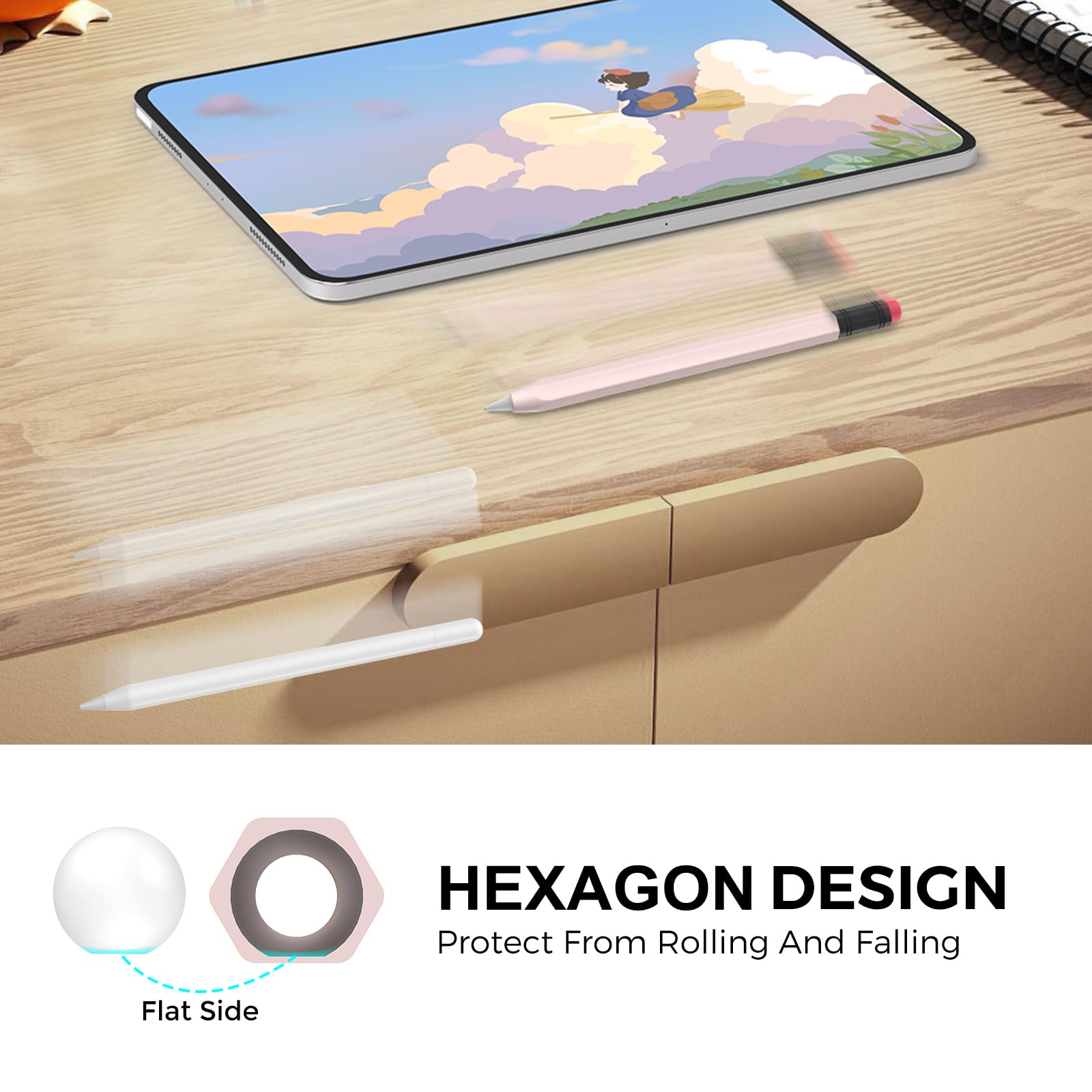 AhaStyle Classic Silicone Sleeve Cover for Apple Pencil USB-C - Protective Skin Holder with Grip, Compatible with Apple Pencil USB-C (Pink) | Perfect for Drawing, Note-Taking & iPad Accessories