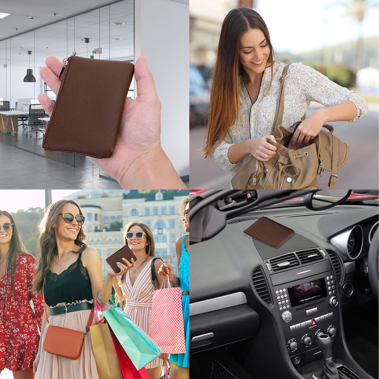 Simarro Vegan Leather Coin Purse - Lychee Pattern Zipper Wallet for Women | Compact Credit Card Holder with ID Slot | Fits Folded Bills, Keys & Lipstick (Coffee) | Perfect for Travel, Shopping & Everyday Use