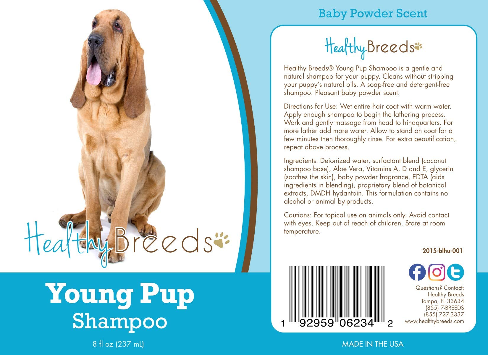 Healthy Breeds Bloodhound Puppy Shampoo - Gentle Tear-Free Formula for Sensitive Skin - 8 oz Dog Shampoo for Bathing & Grooming Puppies - Promotes Healthy Coat & Skin