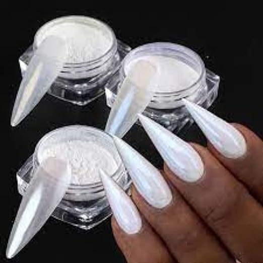 Bunny Nail Studio Chrome Powder for Nail Art - Pearl White Nail Glitter & Polish Powder Kit | Professional Chrome Nail Paint for Extensions & Manicures | Perfect for Salon, Home DIY & Party Nail Designs