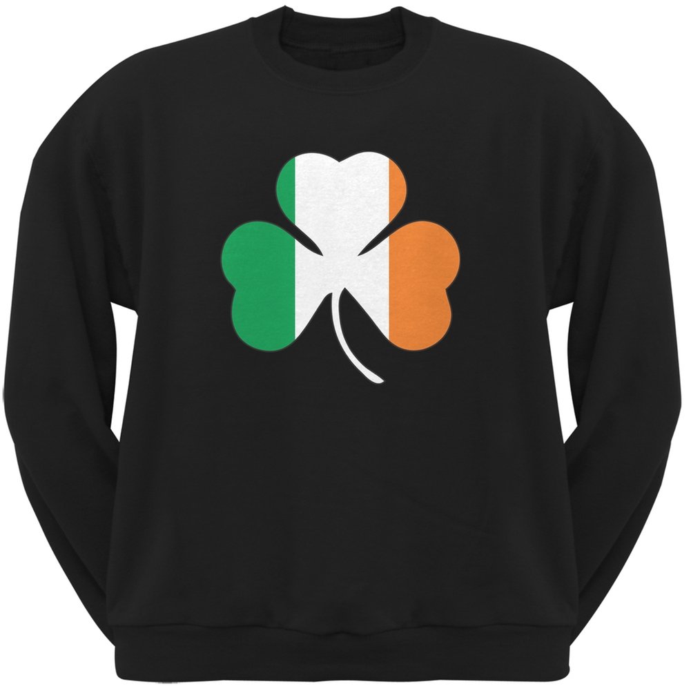 Old Glory St. Patrick's Day Shamrock Flag Black Adult Sweatshirt - Medium Size - Perfect for Irish Festivals, Parades & St. Paddy's Day Celebrations