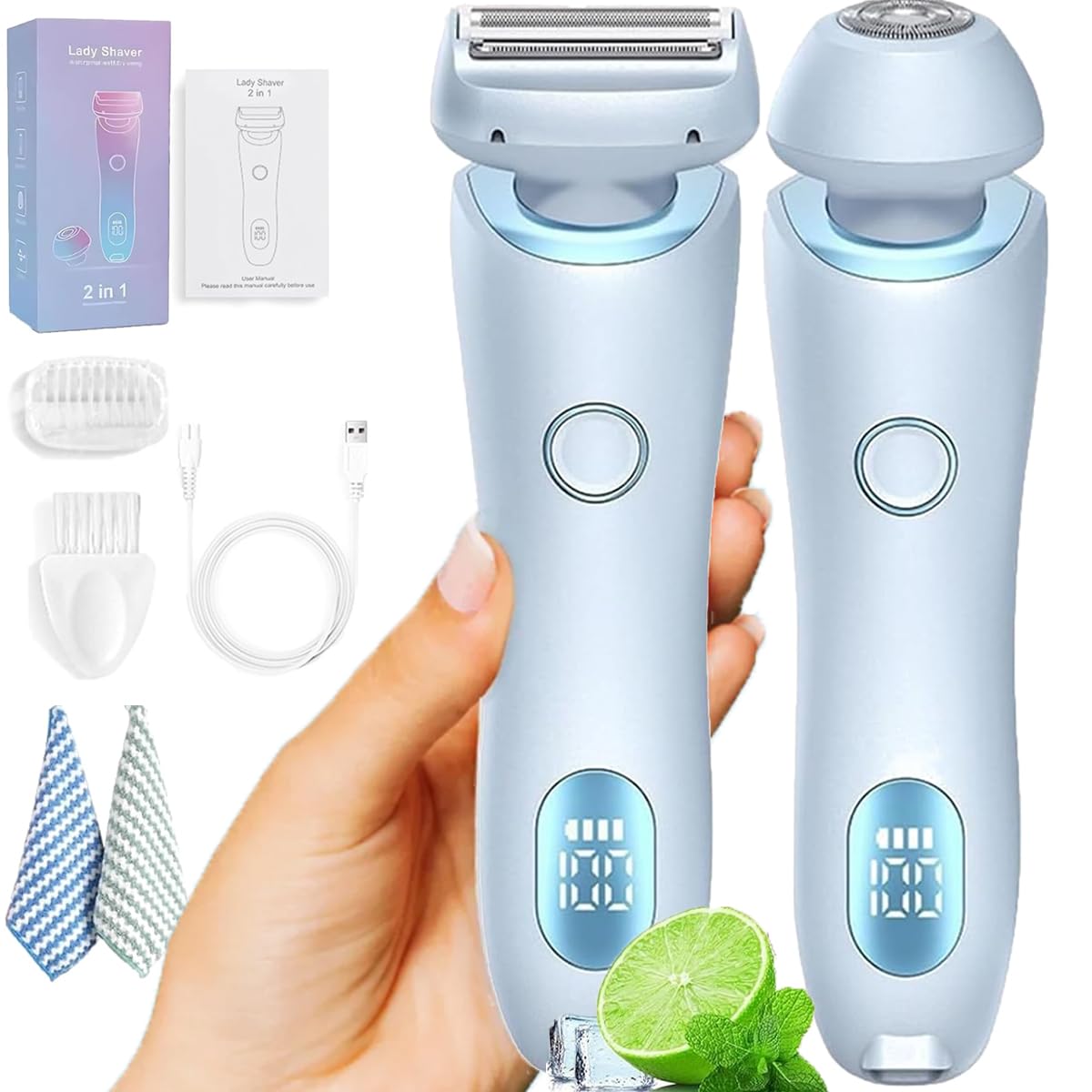 Modira Mermaid Shaver - Waterproof Electric Razor for Women, 2-in-1 Bikini Trimmer & Body Shaver, IPX7 Wet & Dry Use - Smooth Skin for Beach, Pool & Everyday Grooming (Blue)