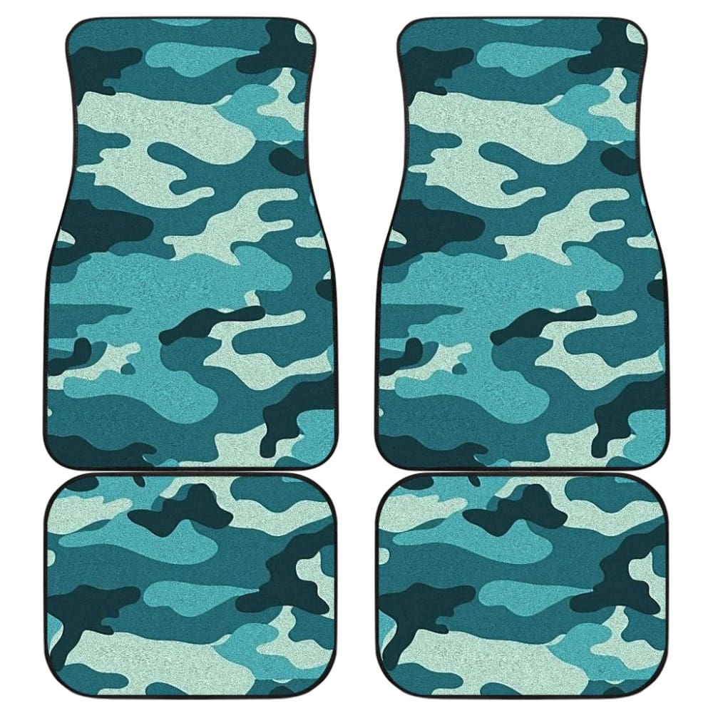 Premium Blue Teal Camouflage Car Floor Mats - All-Weather Protection, Non-Slip Design, Universal Fit for Most Vehicles - Perfect for Off-Road Adventures & Daily Commutes