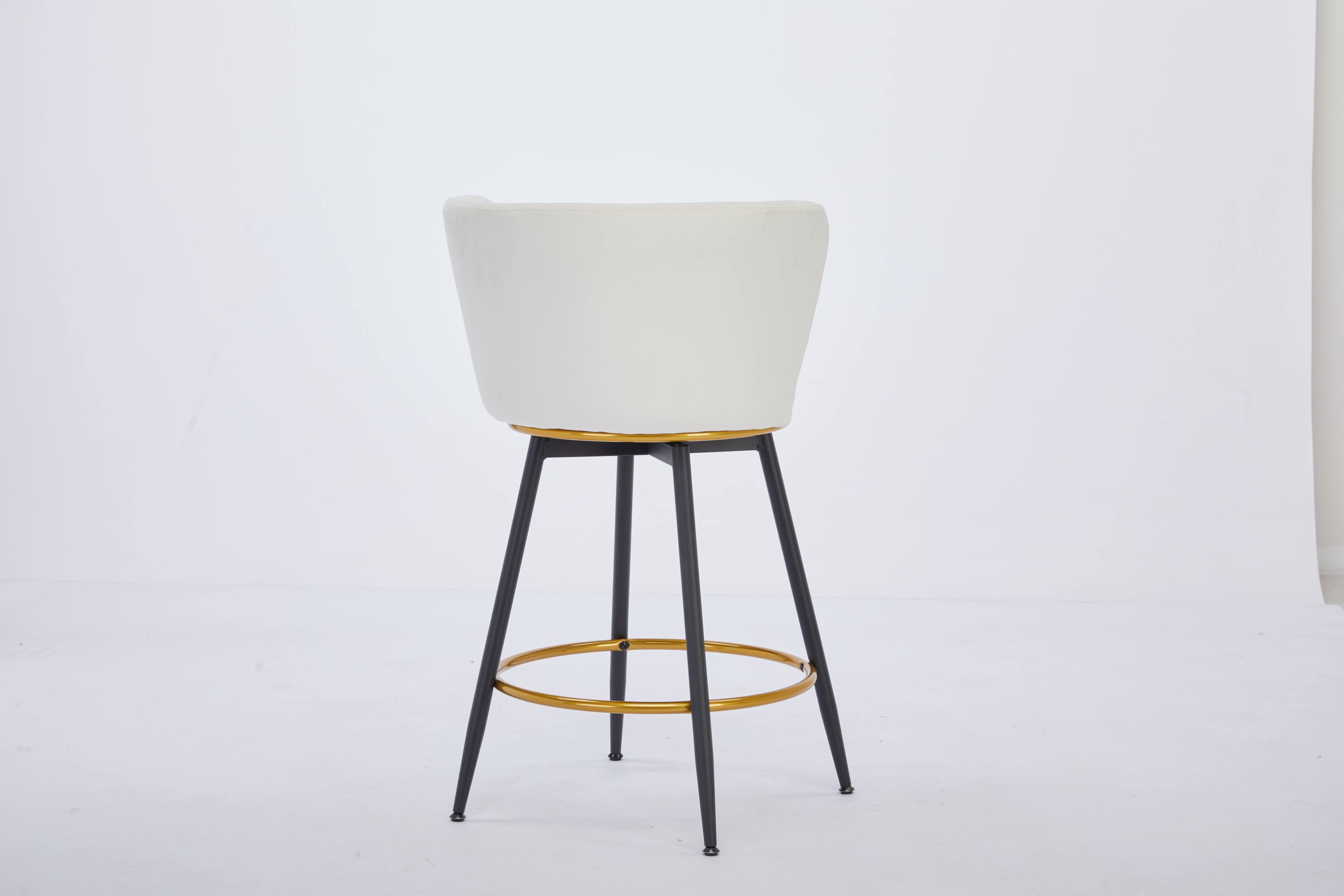 Set of 2 Counter Height Bar Stools - 360° Swivel Upholstered Barstools with Back Support & Sturdy Metal Legs, 26 Inch Seat Height, Soft Velvet Fabric, Gold Footrest - Perfect for Kitchen Islands, Breakfast Bars & Home Bars