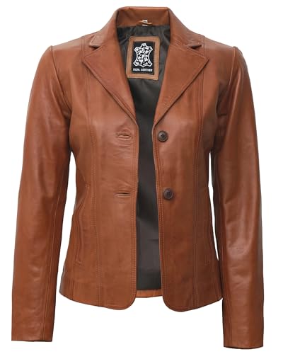 Surrey Brown Leather Blazer Women