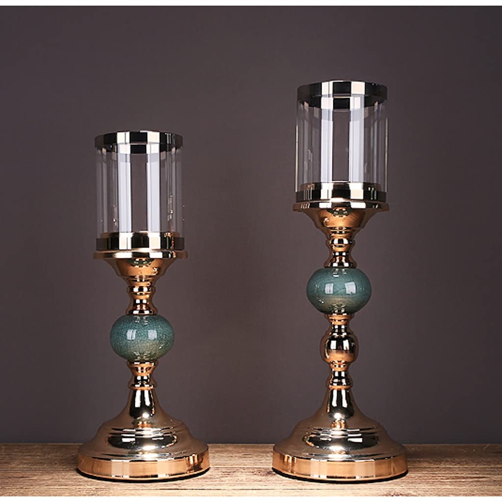 TOMYEUS Chinese-Style Ceramic Candle Holder - Elegant Home Decor for Dining Table, Romantic Dinner Lighting, Wine Cabinet Display | Perfect for Weddings, Parties & Cozy Evenings (Size A)