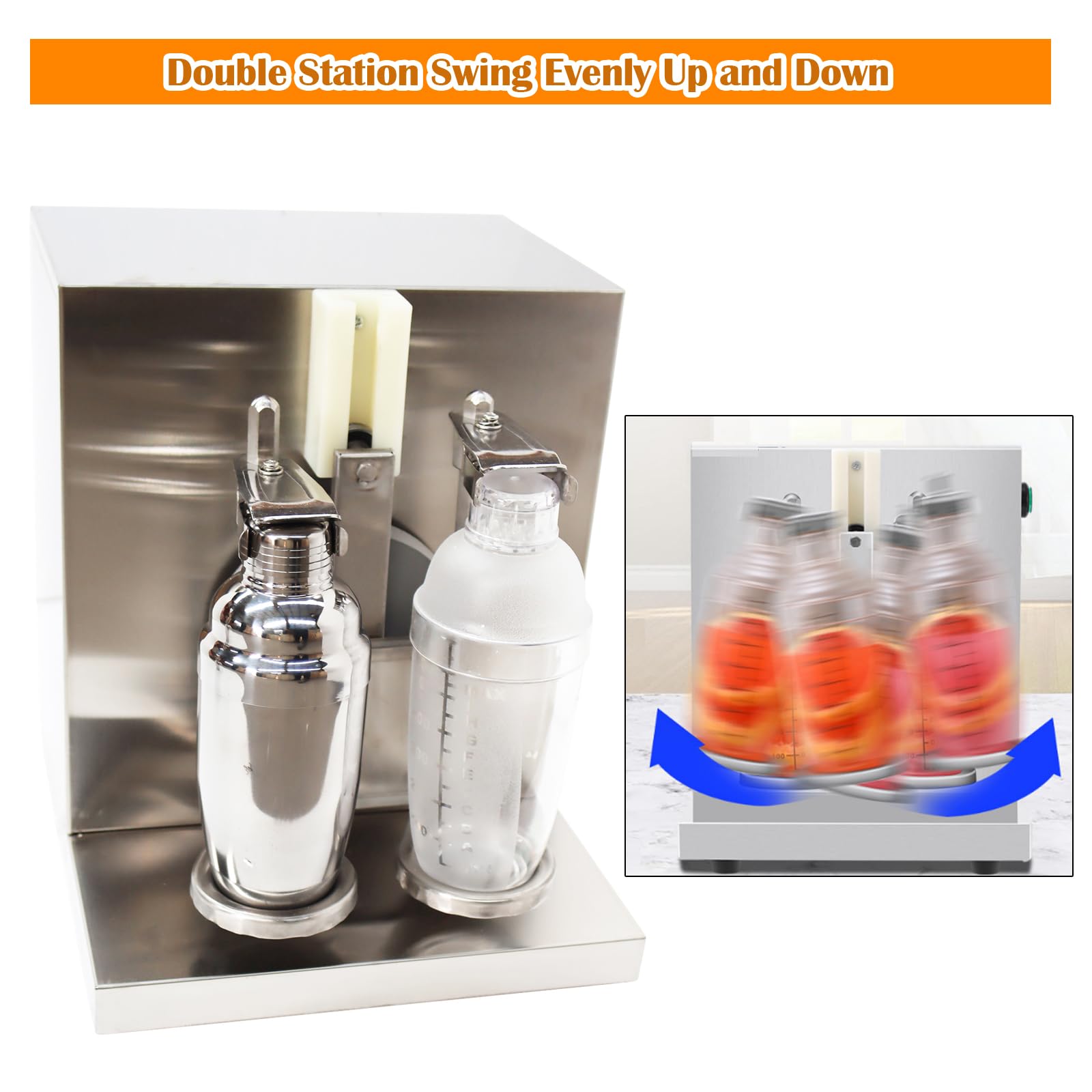 INTBUYING Automatic Bubble Tea Shaker Machine - Dual Station Electric Milk Tea Mixer with 4 Stainless Steel Mugs for Boba, Coffee & Beverages | Perfect for Tea Shops, Cafes & Home Use