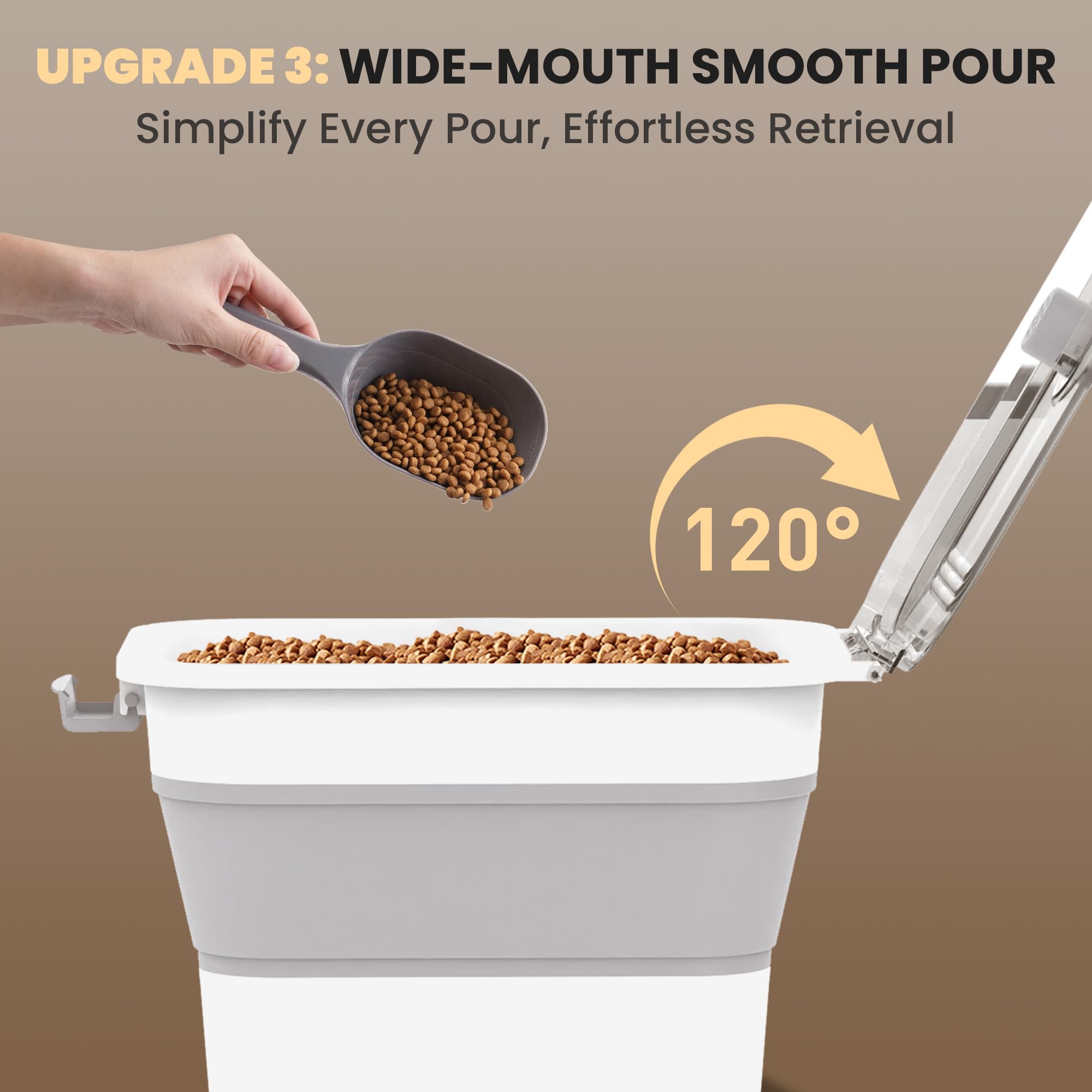 20-23 Lbs Collapsible Dog Food Storage Container with Airtight Lid - Transparent Pet Food Bin for Dogs & Cats - Perfect for Rice, Flour & Dry Food Storage - Includes Scoop & Bowl for Easy Feeding at Home or Travel