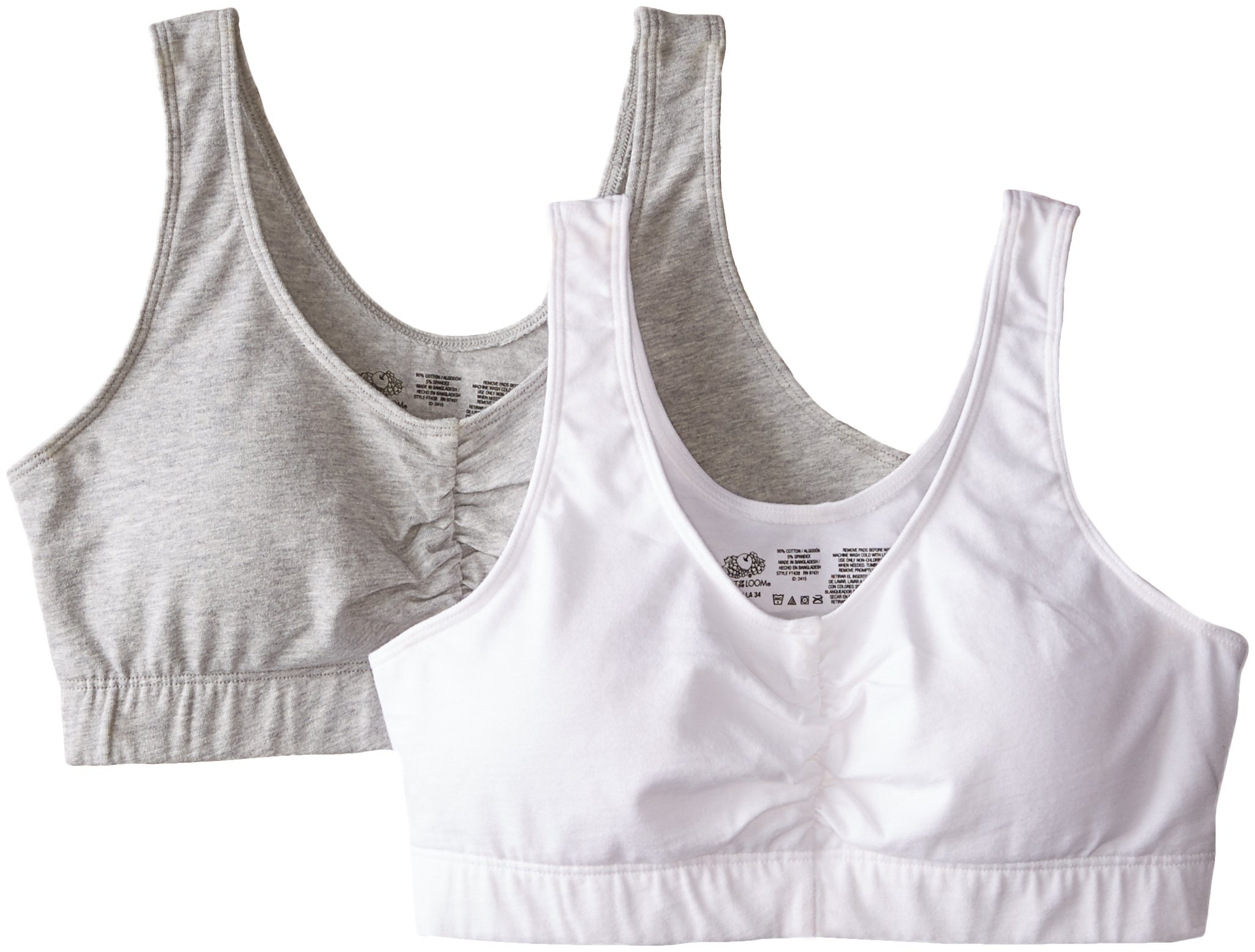 Fruit of the Loom Women's Comfortable Shirred Front Sports Bra with Removable Pads - 2 Pack for Yoga, Gym & Everyday Wear