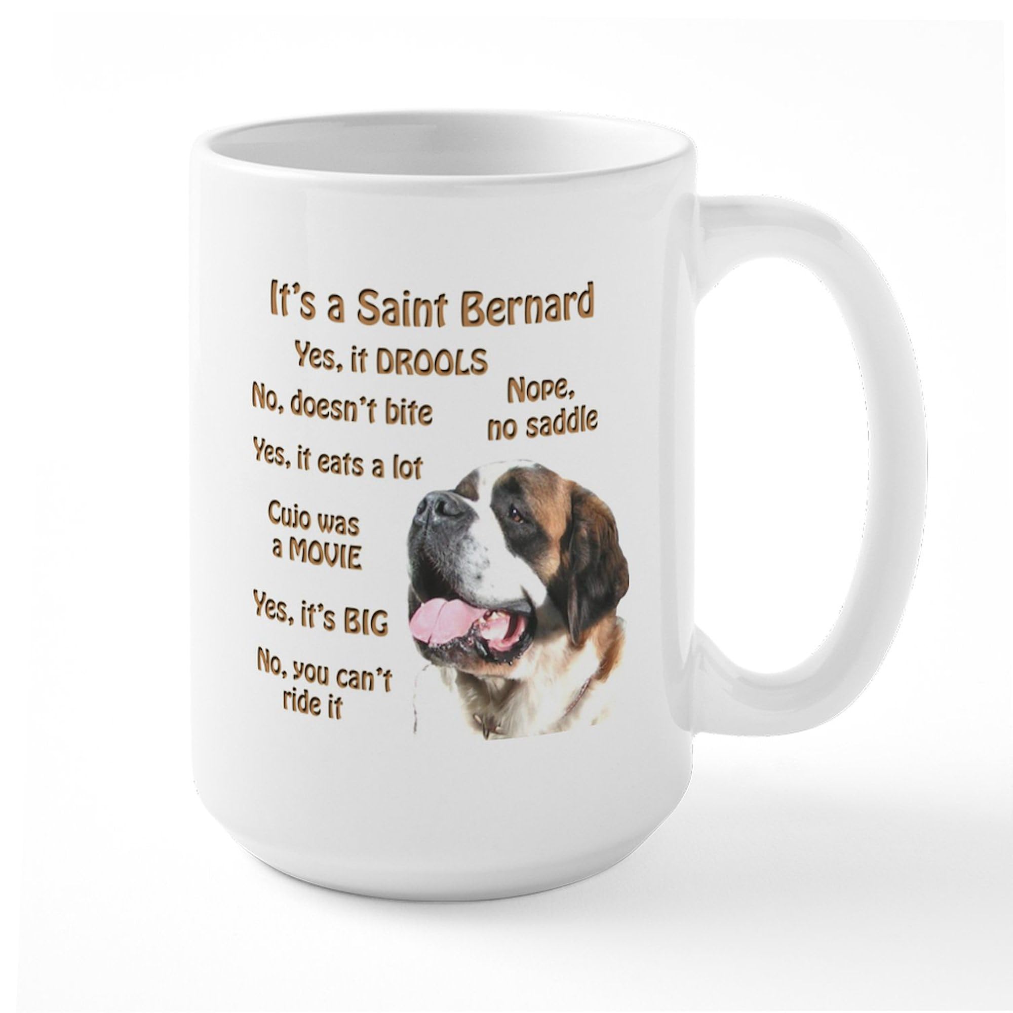 Saint Bernard FAQ Large Coffee Mug - 15 oz. White Ceramic Cup for Hot Drinks | Perfect for Home, Office & Gifts | CafePress
