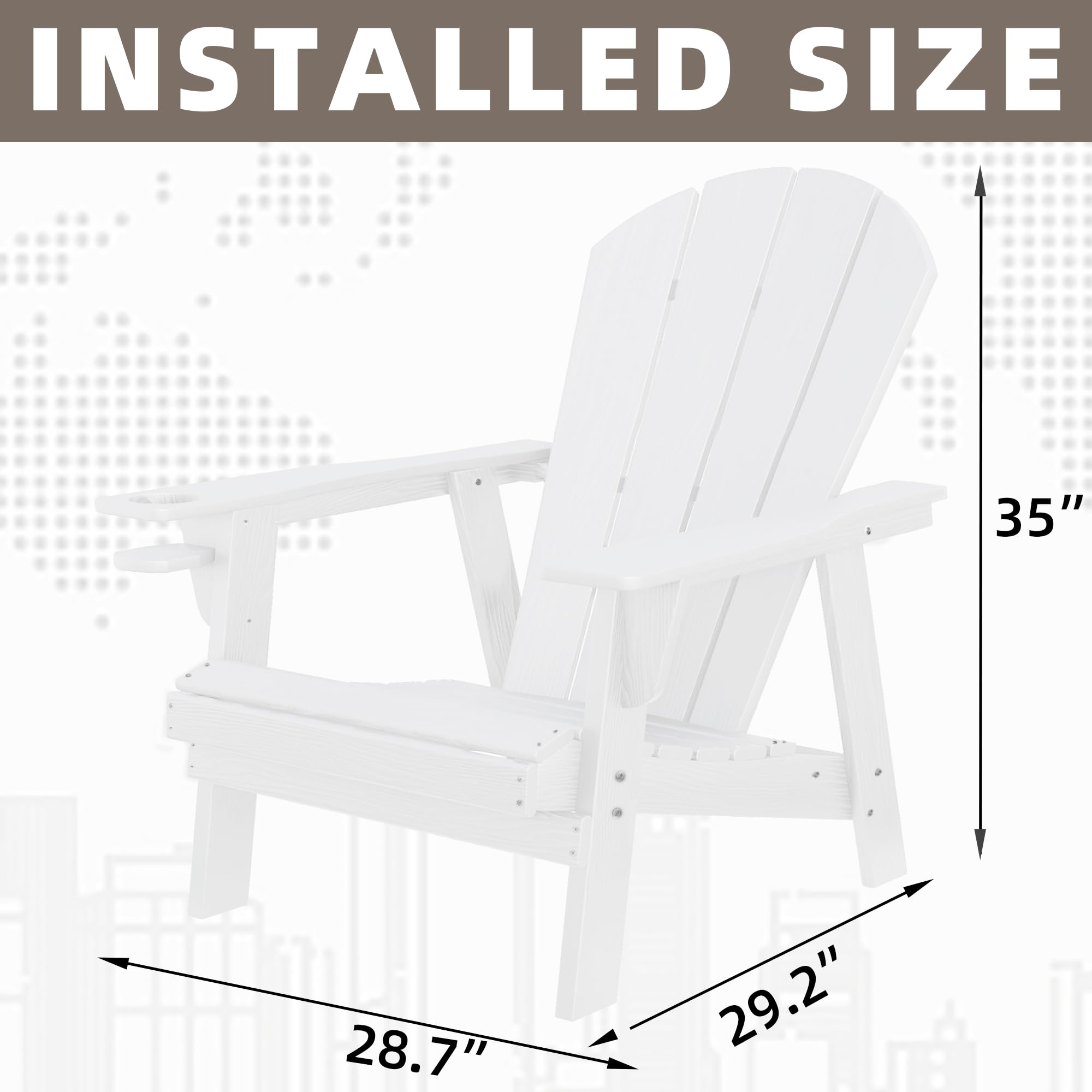 Premium HDPE All-Weather Adirondack Chairs - Outdoor Patio Fire Pit Seating (White) - Perfect for Backyards, Decks, Poolside & Camping