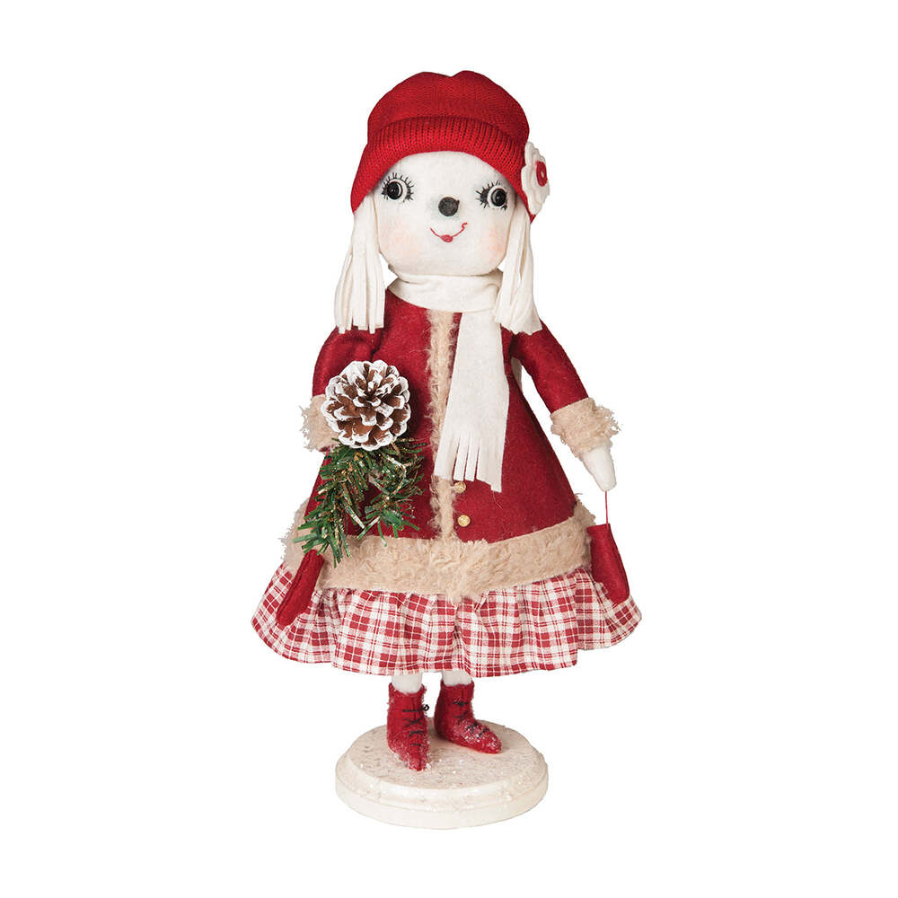 Joe Spencer Catherine Snowwoman on Stand - Elegant Christmas Decoration for Home, Office & Holiday Parties