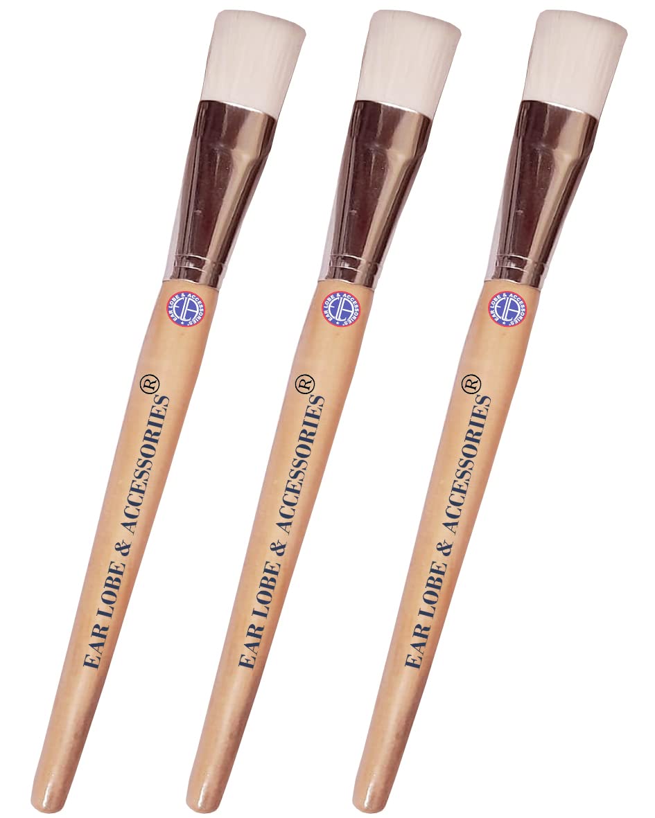 Wooden Handle Face Pack Brush Set - 3 Pack for Ear Lobe Care & Skincare Accessories - Perfect for Facial Cleansing, Exfoliation & Spa Treatments