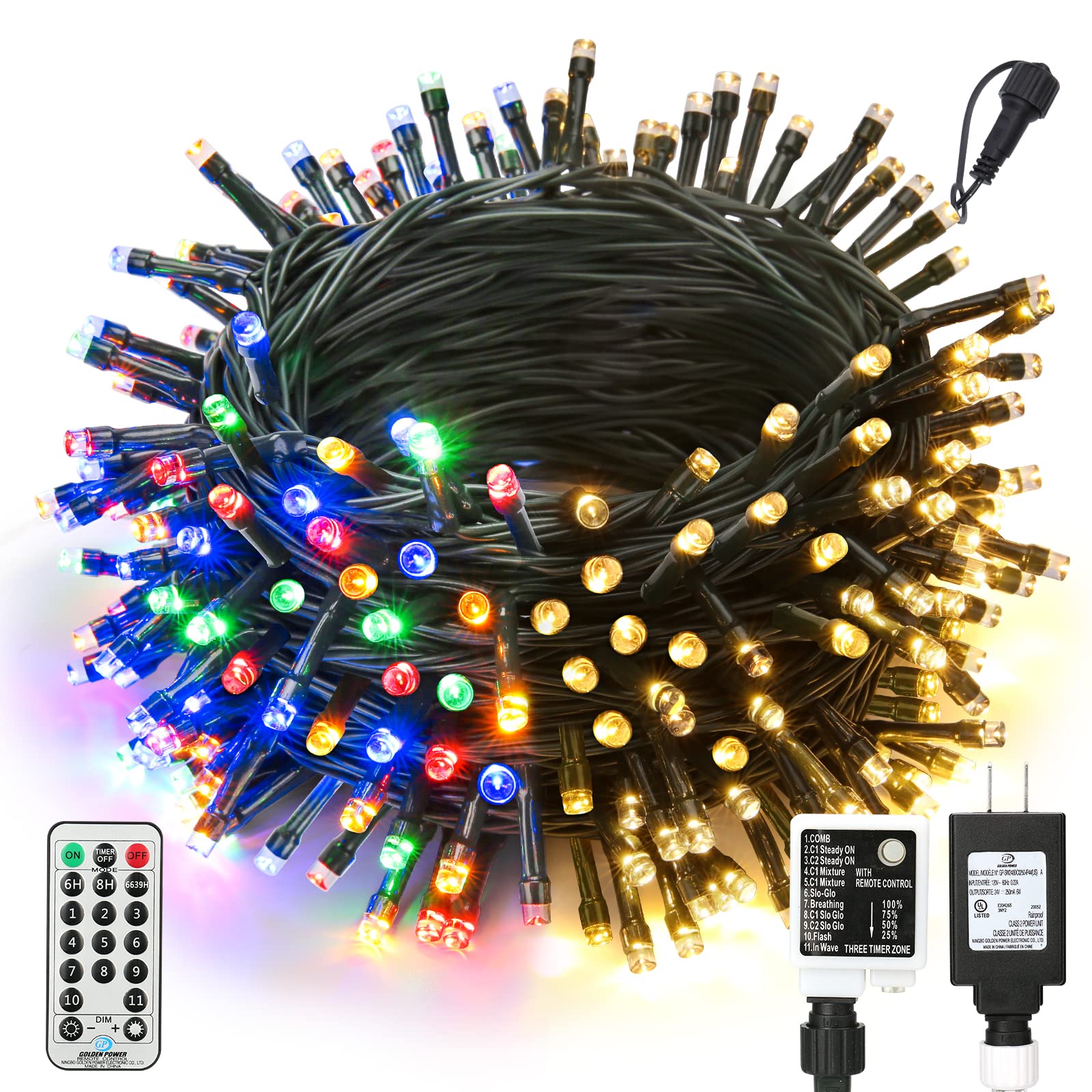 Joomer 82ft 200 LED Color Changing Christmas Lights with Remote - 11 Lighting Modes & Timer Function, Connectable String Lights for Indoor Outdoor Decor (Warm White to Multicolor) - Perfect for Christmas Tree, Yard, Party & Holiday Decoration