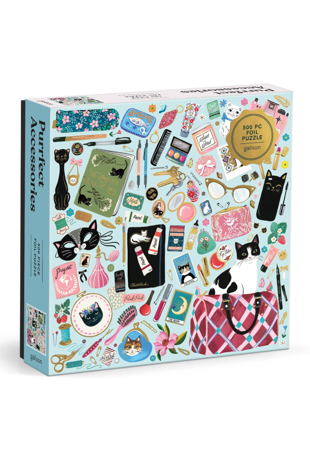 500 Piece Foil Puzzle for Adults - Cat Themed Jigsaw Puzzle with Shiny Foil Accents - Perfect for Relaxation, Stress Relief & Family Game Night