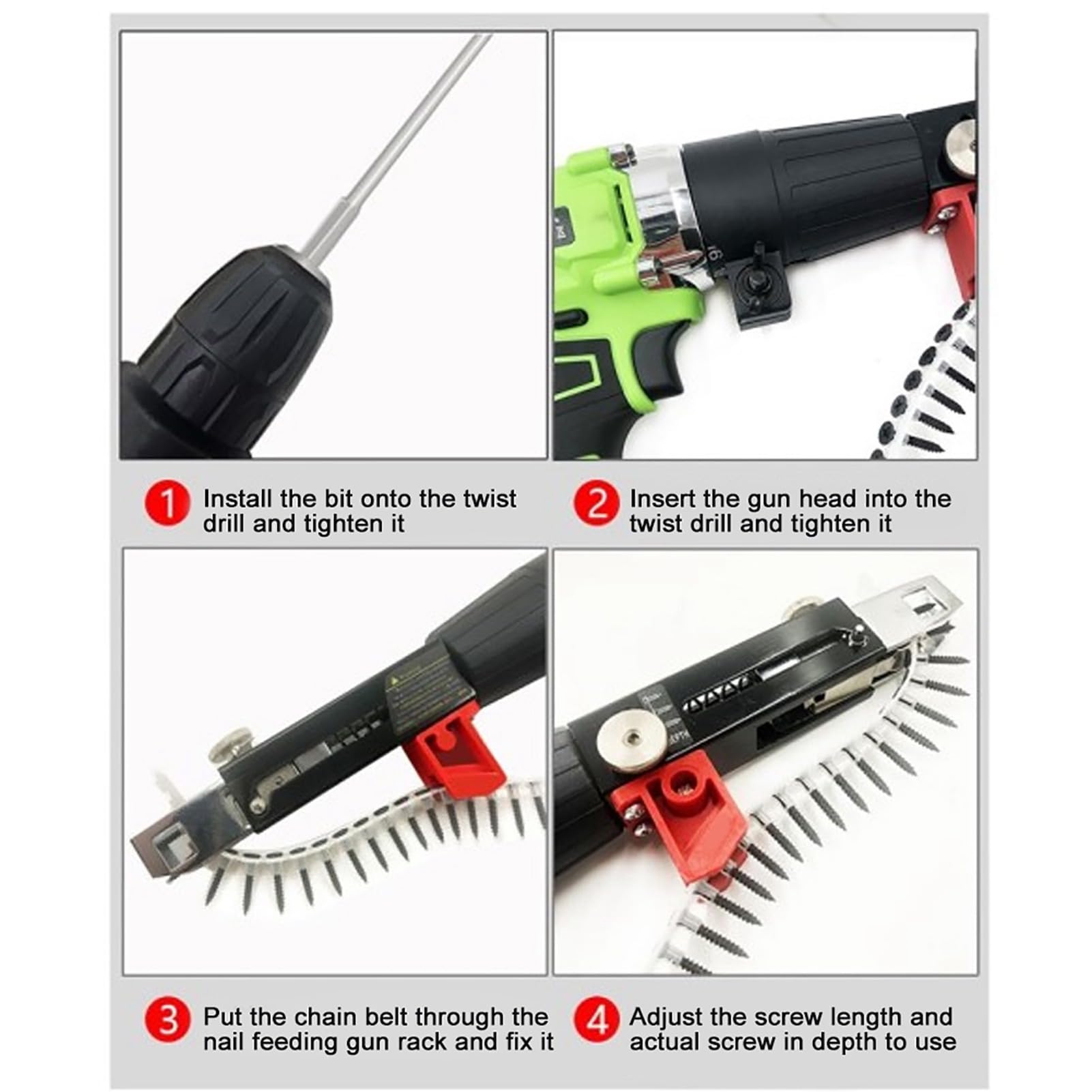 **Electric Chain Nail Gun - Automatic Screw Tightening Tool for Woodworking, DIY & Construction Projects | Cordless Electric Drill & Fastening Equipment for Professional & Home Use**    *(Use Cases: Perfect for furniture assembly, cabinetry, framing, deck building, and other woodworking projects.)*
