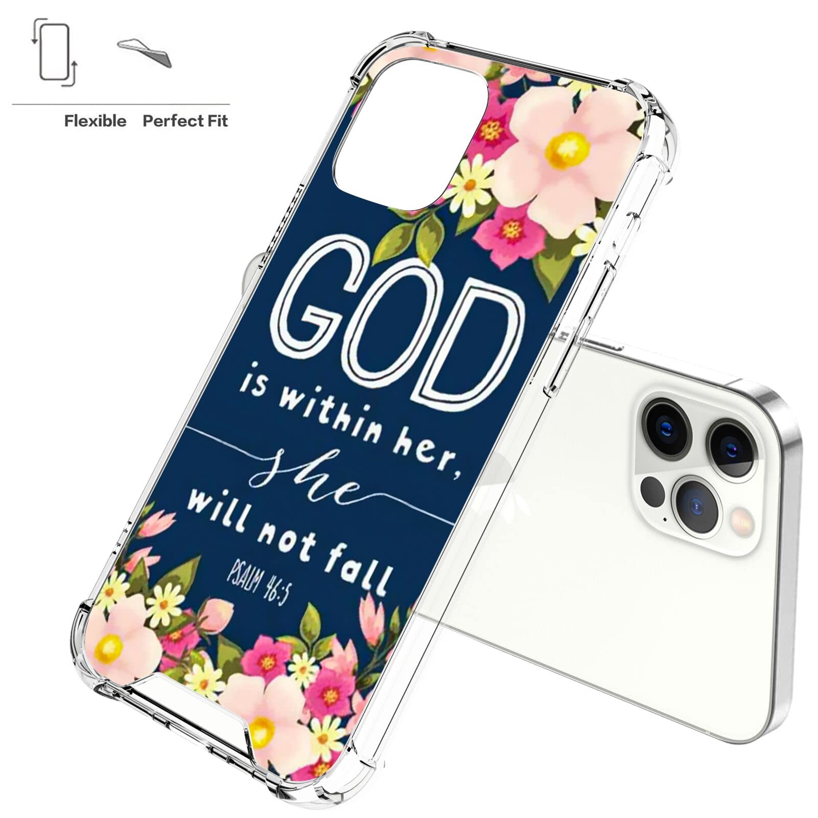 Shockproof Clear Phone Case for iPhone 12/12 Pro - Christian Bible Verse Design with Reinforced Corners | Protective Cover for Daily Use, Church, Prayer & Faith-Based Lifestyle
