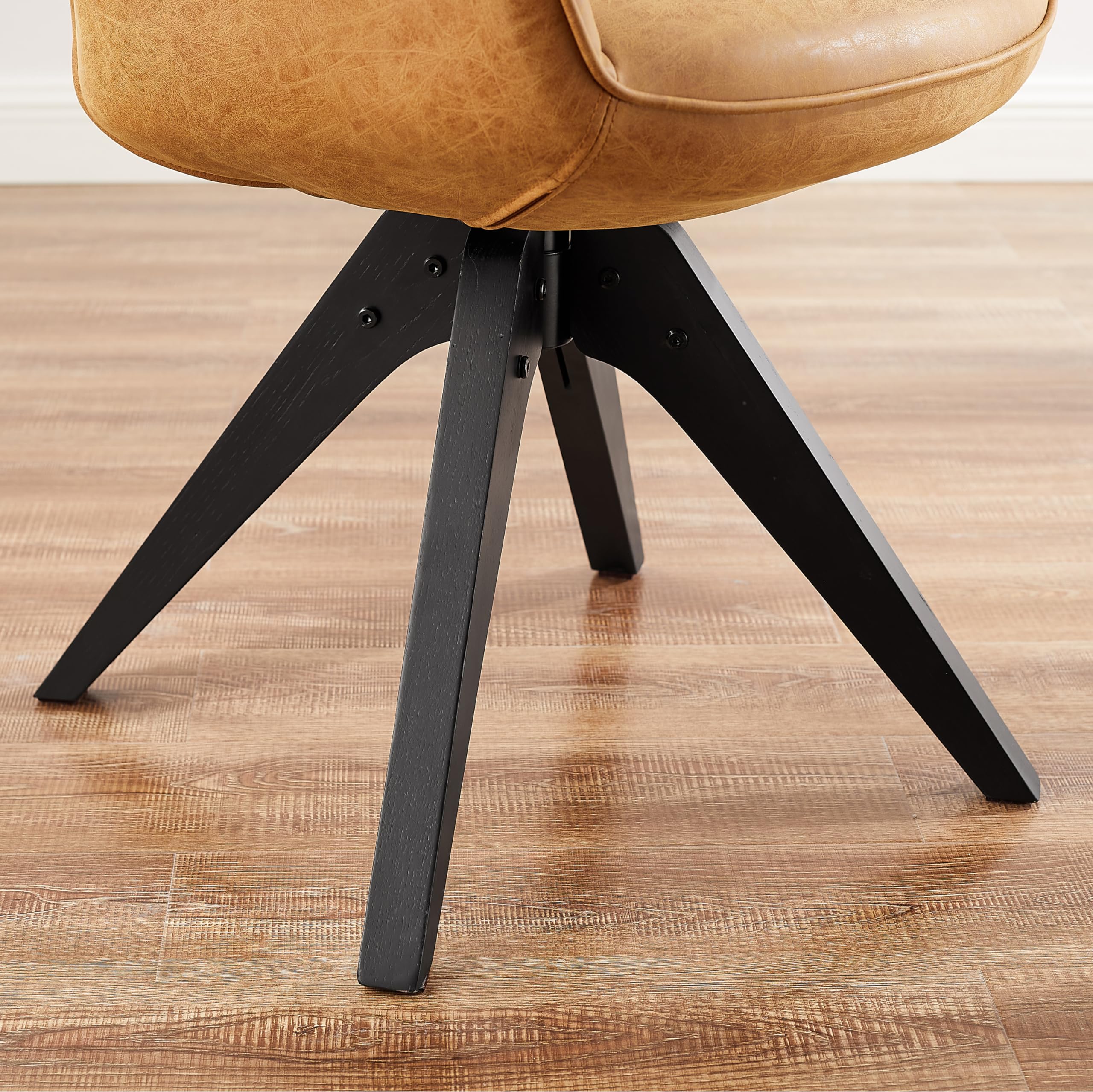 Art Leon Mid Century Modern Dining Chair - Faux Leather Upholstered Swivel Chair with Wooden Legs, Armchair for Dining Room & Living Room - Perfect for Home Decor, Entertaining Guests & Relaxing