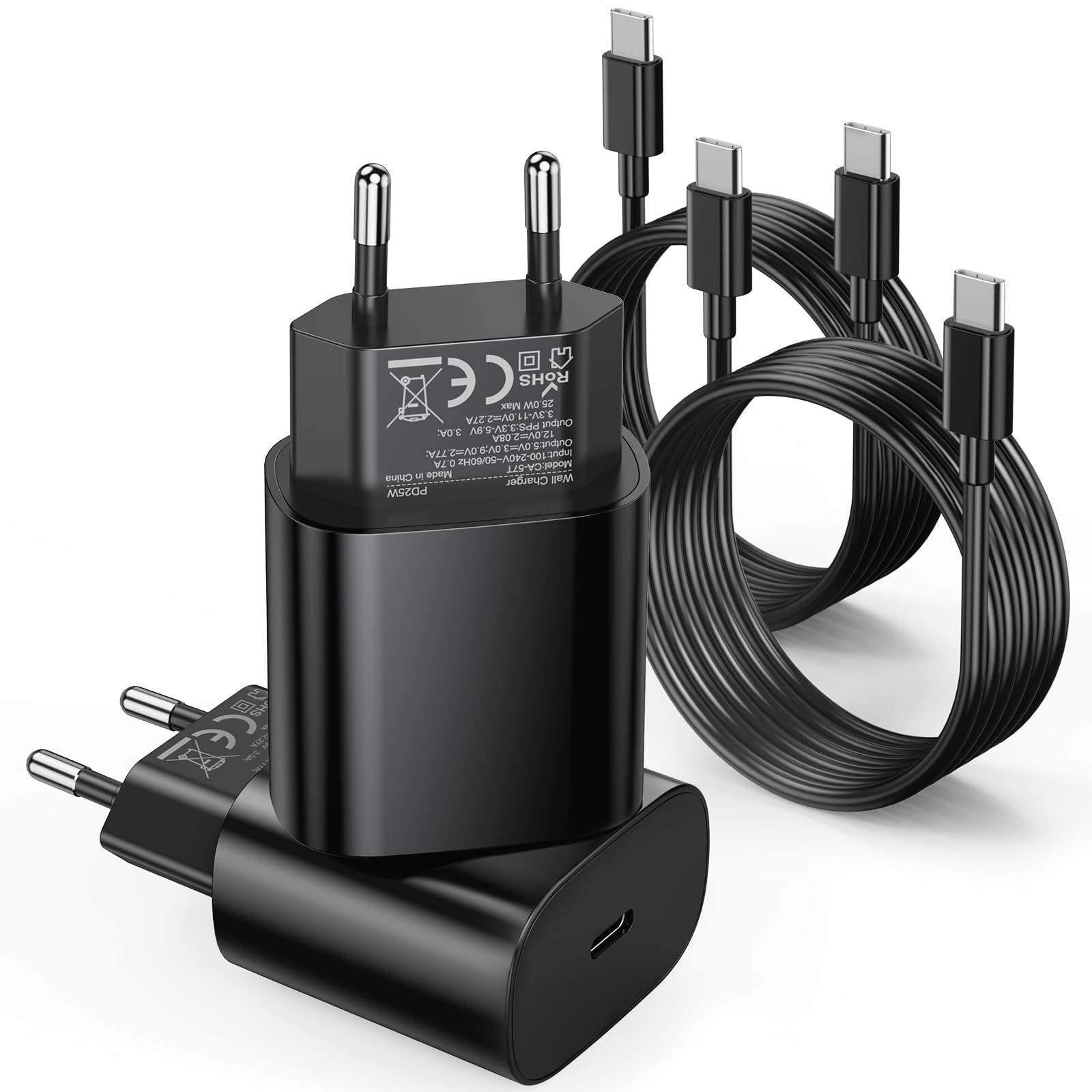Fast Charging USB C Cable 2-Pack - Compatible with Samsung Galaxy S10 S20 S24 A05 A06 A16 A51 A54 A55 Z Fold/Ultra & Tablets - Quick Charge USB-C Charger & Power Adapter - Perfect for Home, Office & Travel Charging