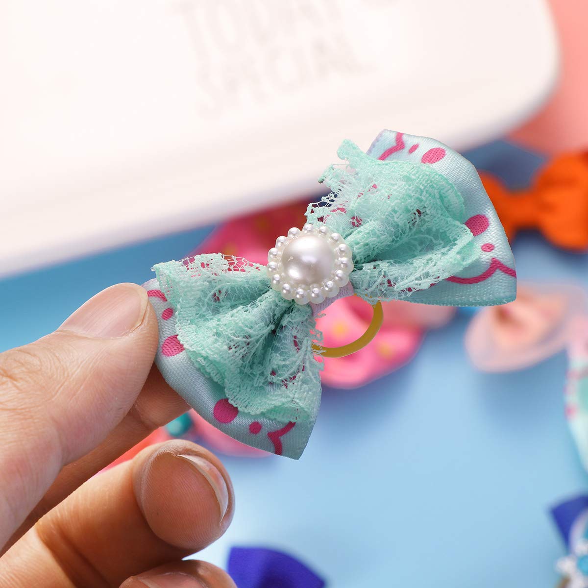60pcs Elastic Hair Bands - Soft Rubber Hair Ties with Bowknot for Women, Girls & Pets | Perfect for Ponytails, Braids & Pet Grooming | Hair Accessories for Daily Use, Workouts & Styling