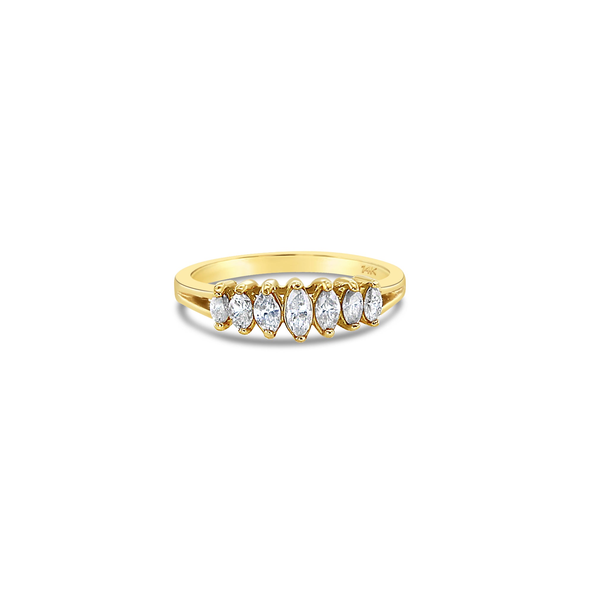 14k Yellow Gold Marquise Diamond Wedding Band for Women – Elegant Bridal Ring for Engagement, Anniversary & Special Occasions