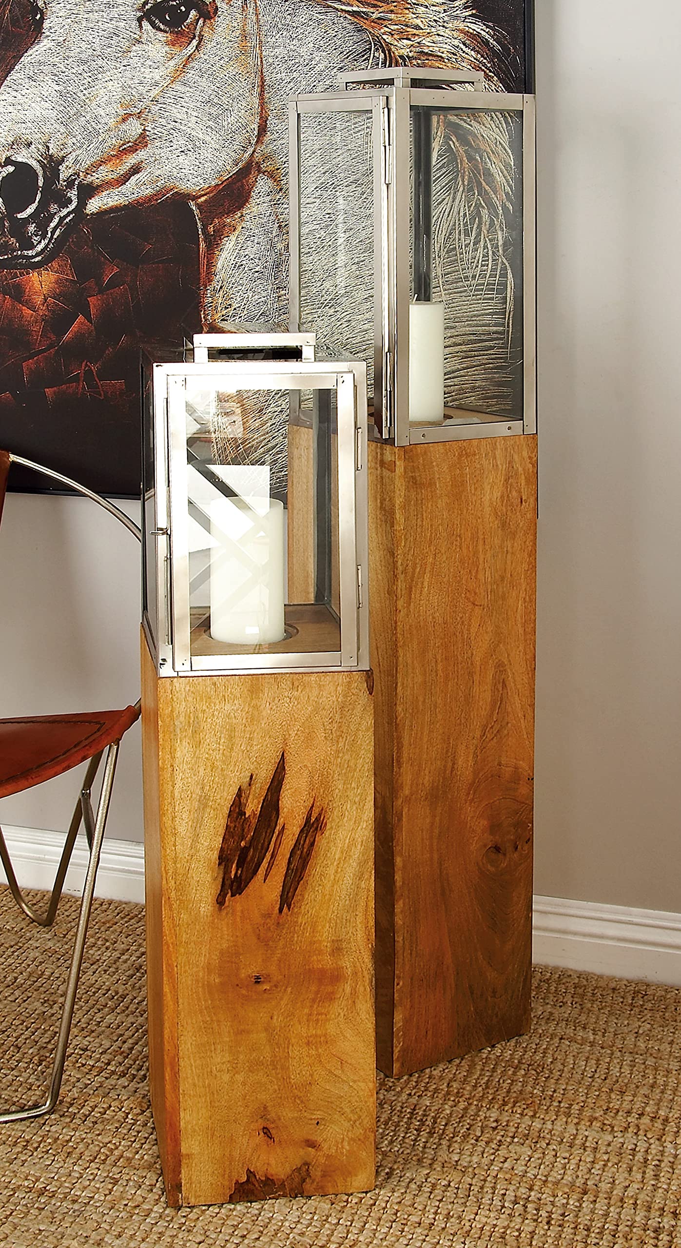 Deco 79 Handmade Mango Wood Candle Lantern - 9