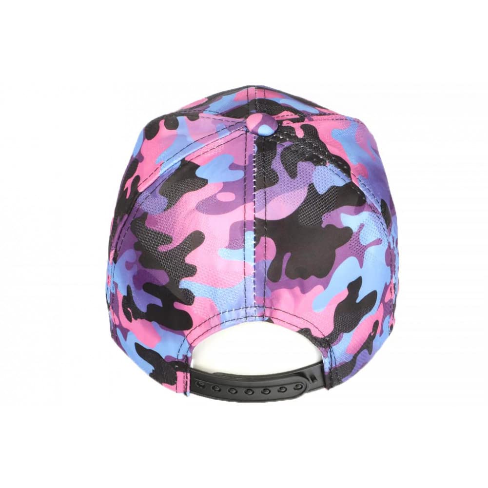 Hip Hop Honor NY Camouflage Pink & Blue Military Style Baseball Cap for Men - One Size Fits All - Perfect for Streetwear, Urban Fashion & Hip Hop Events