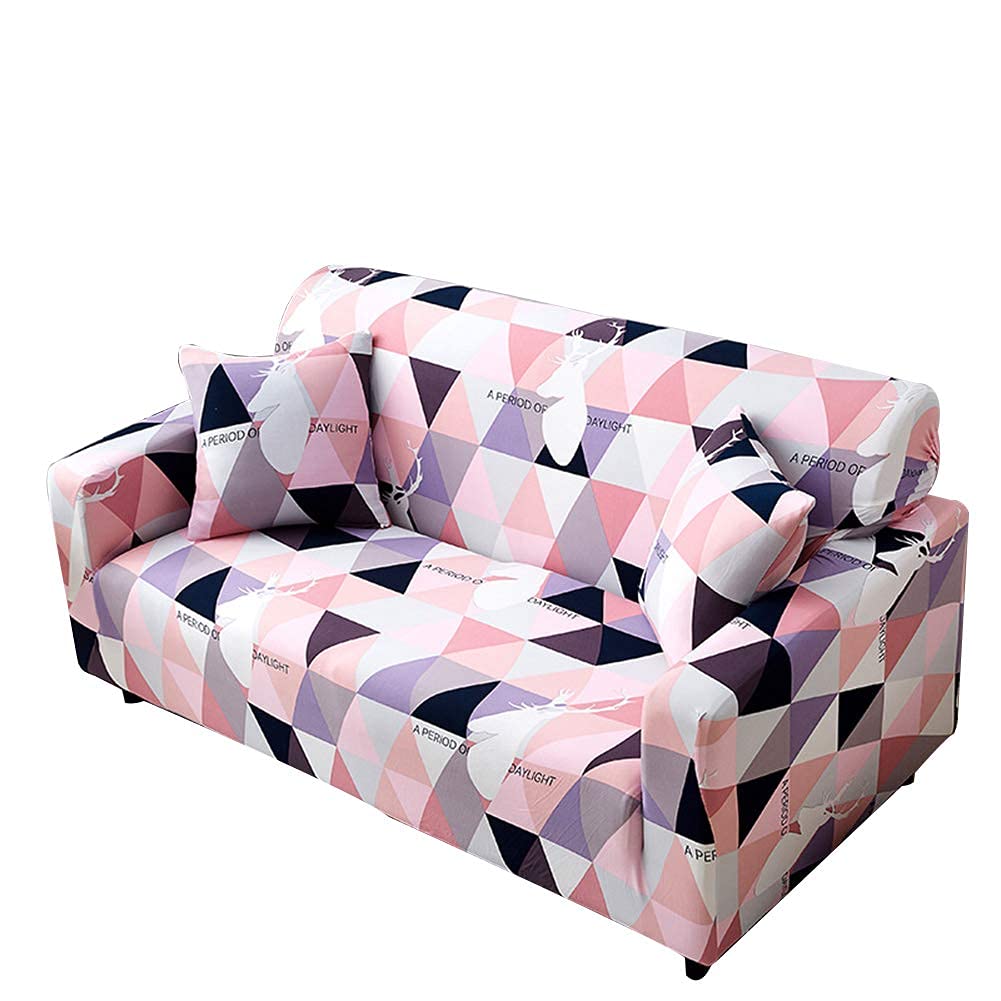 Stretch Sofa Covers - Elastic Polyester Spandex Printed Furniture Protector for 3-Seater Couch, Armchair - Non-Slip Bottom, Easy Fit (Elk Pattern) - Perfect for Living Room, Home Decor & Pet Protection
